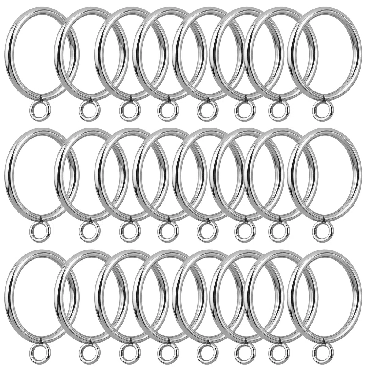 24 anelli per tende in metallo con occhielli, diametro interno di 25 mm, per aste per tende, cerchi per bastoni per tende, anelli resistenti per appendere (argento)