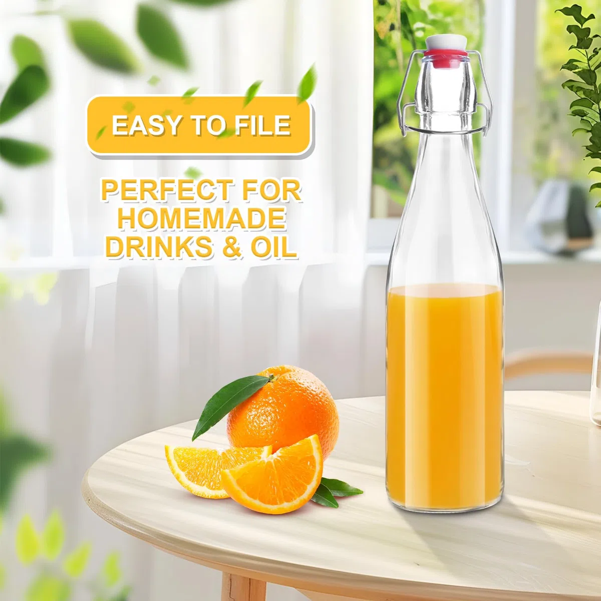 Bottiglie di Vetro con Chiusura a Leva da 500 ml, 6 Pezzi Bottiglie da Riempire, Bottiglie Vetro 0.5 Litro, Bottiglie Vuote Bottiglia di Succo per Aceto, Succo, Bevande Fatte in Casa, Birra e Limonata