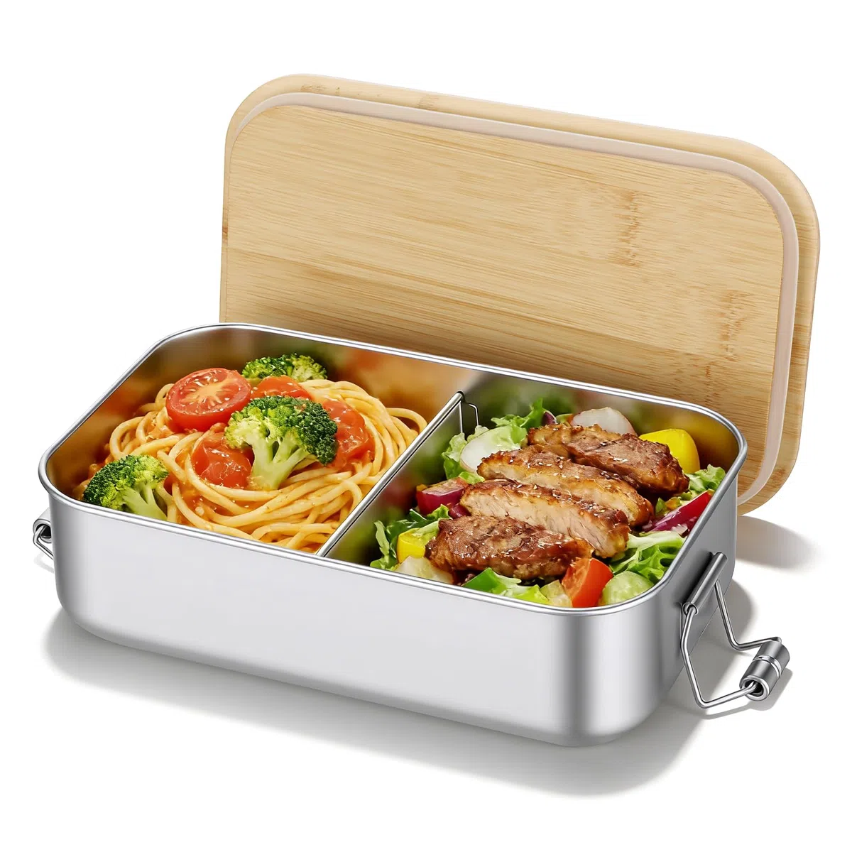 AiQInu Porta Pranzo in Acciaio Inox, 700ML Lunch Box con Partizione Rimovibile, Schiscetta Pranzo, Senza BPA, Portapranzo Bento Box per Lavoro, Scuola e Picnic