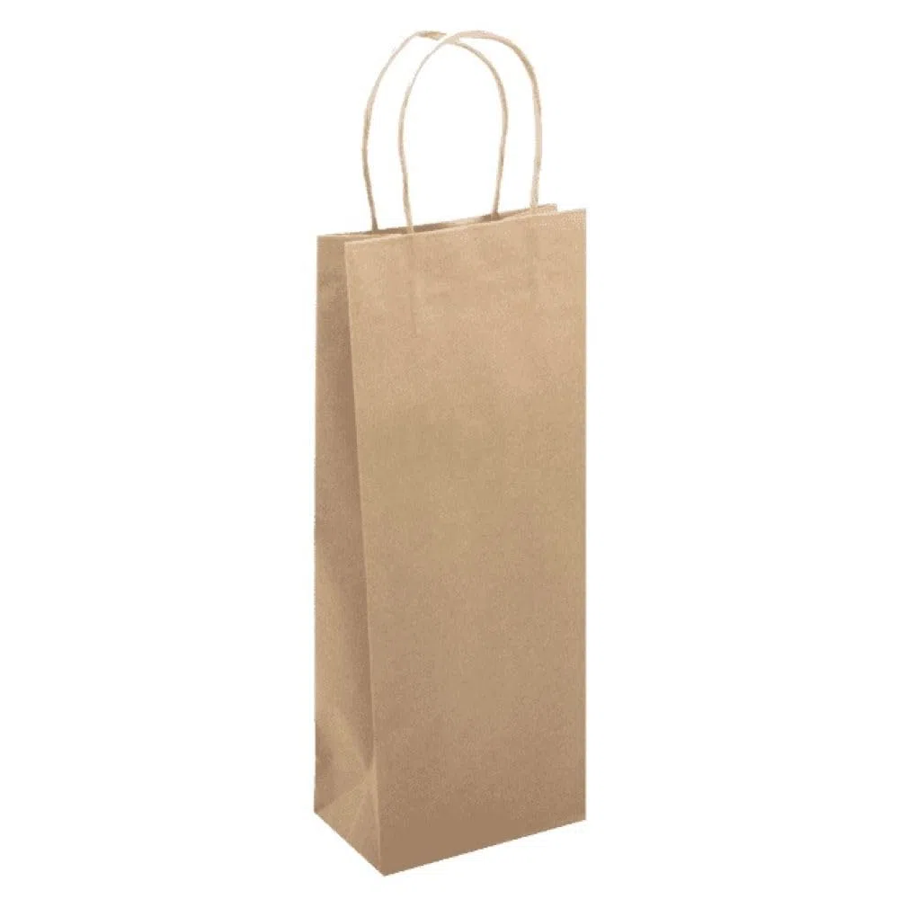 25 buste shopper per BOTTIGLIA di VINO in carta KRAFT naturale misura 16+7 X 39 cm di altezza