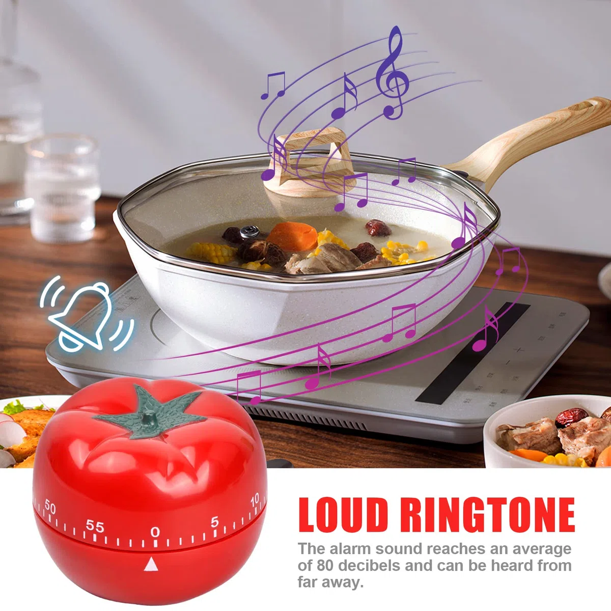 Timer da Cucina, Pomodoro Timer, Timer da Cucina Meccanico, ABS Timer Digitale da 60 Minuti, Timers da Cucina Divertenti per Cucinare, Cuocere al Forno, Imparare, Giocare