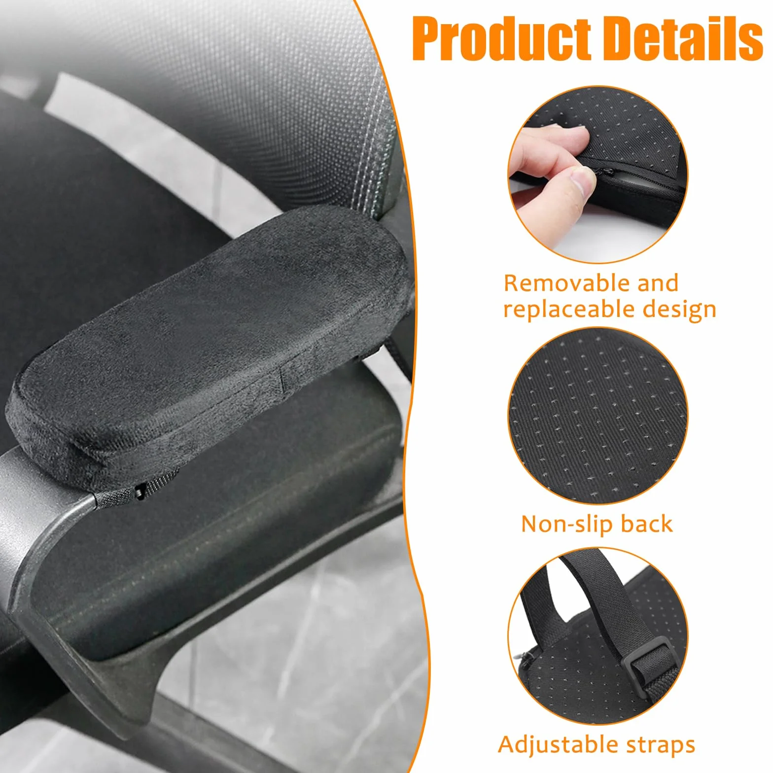 2 Pezzi Cuscini per Braccioli Sedie, Copri Braccioli Sedia Ufficio, Braccioli Sedia Gaming, Cuscinetti per Braccioli Ergonomici e Antiscivolo per Sedie da Ufficio e da Gioco