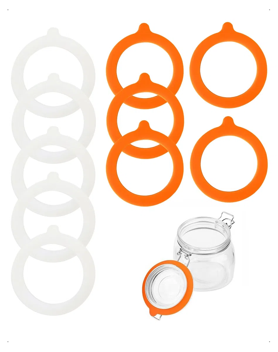 10 Pezzi Guarnizioni per Barattoli in Silicone, 95x70mm Anelli di Tenuta Universali per Barattoli di Vetro con Coperchio, Guarnizioni Ermetiche di Ricambio per Vasetti Marmellata, 2 Colori