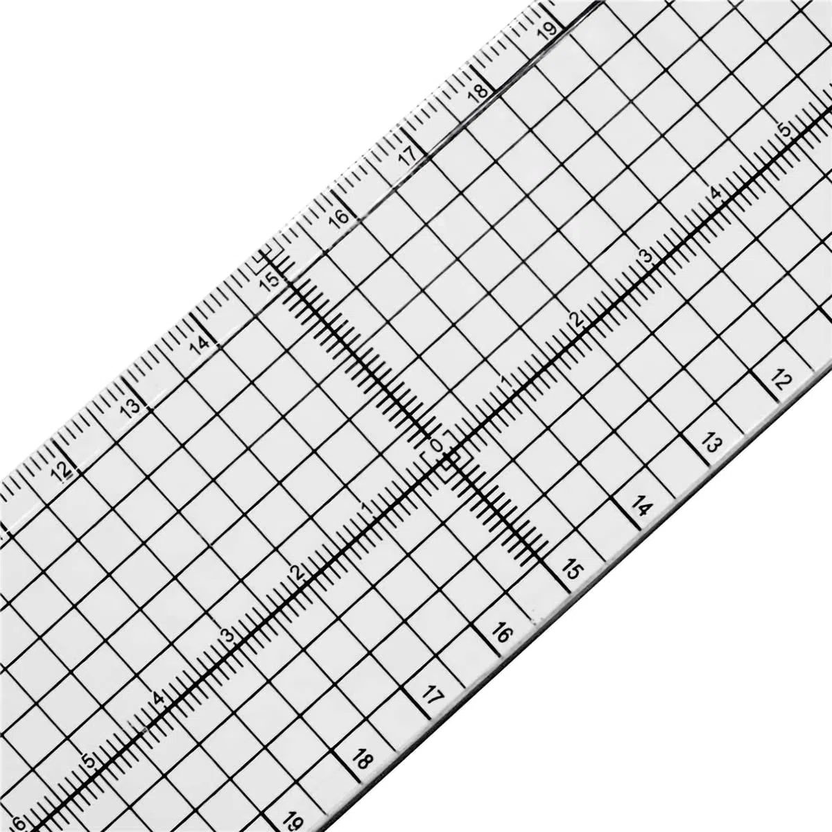 Righello da taglio con bordo in metallo, lunghezza 30 cm, larghezza 5 cm, trasparente con griglia di misurazione