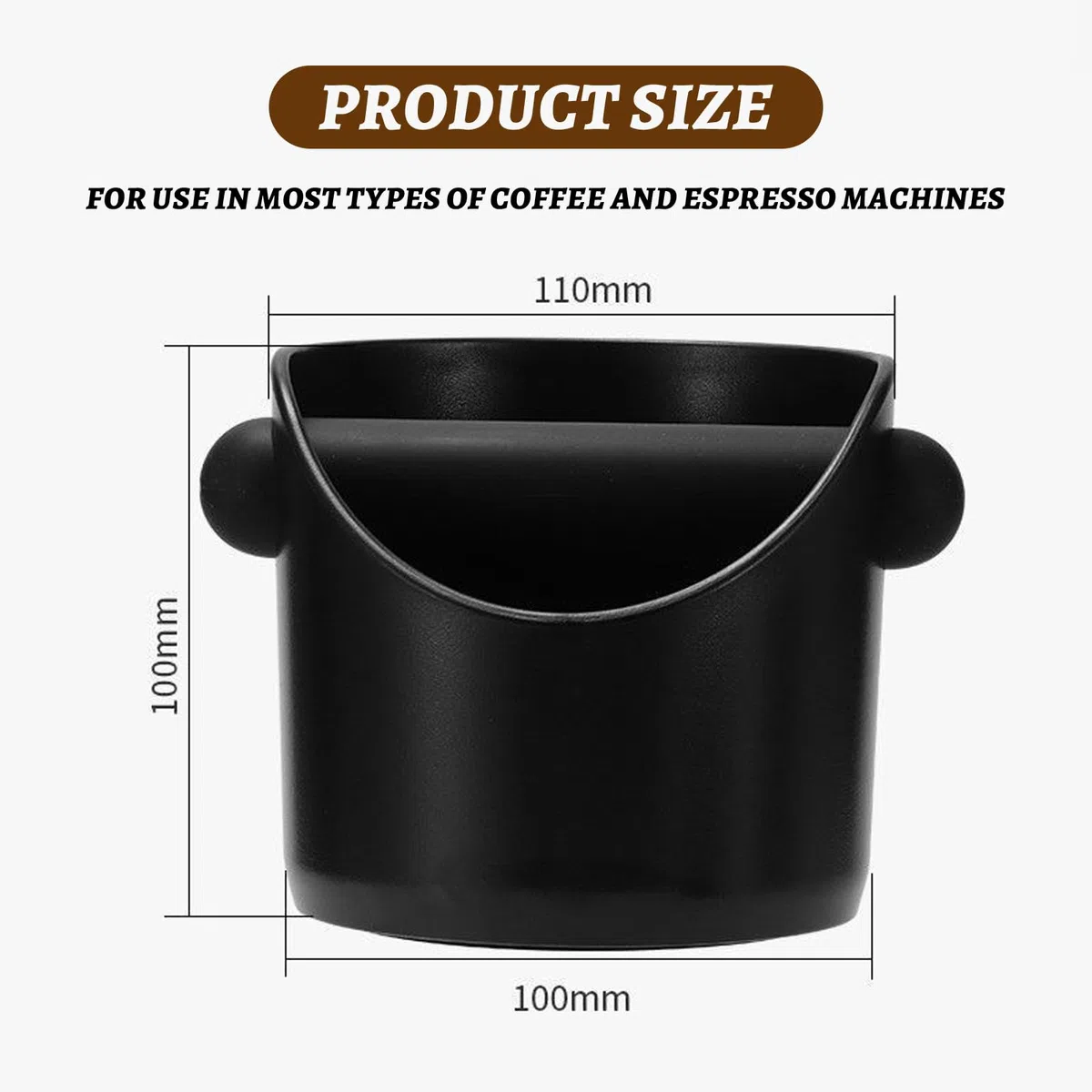 Coffee Knock Box Nero caffe Contenitore per caffè Espressocon Rimovibile Asta Percussione Scatola Fondi di Caffè Recipiente Fondi per Bar Ristoranti Uffici (10x10x11cm)