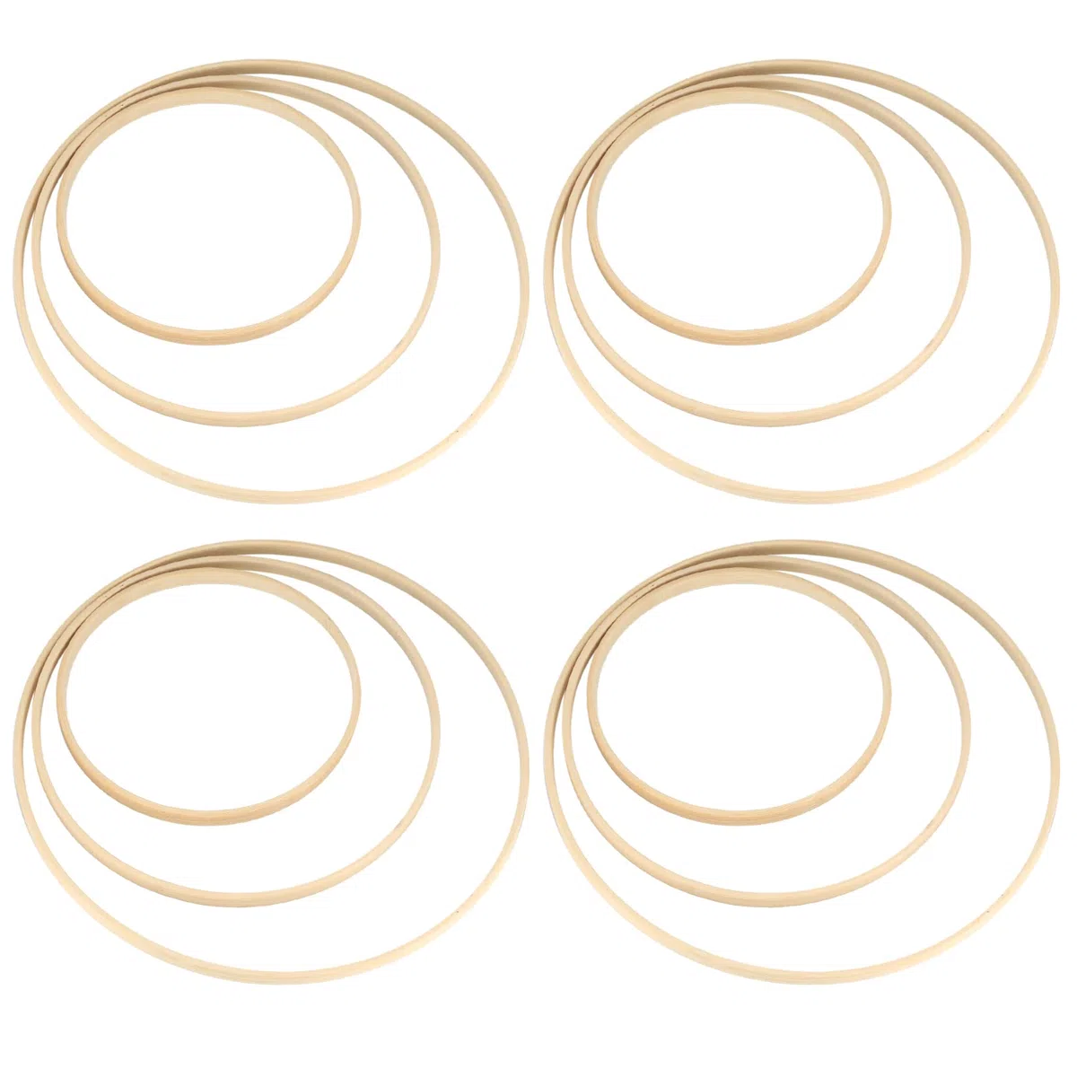 12 Pezzi Anelli a Cerchio in Legno di Bambù, Cerchi Legno per Decorazioni Fai da Te, Ghirlande, Acchiappasogni Artigianato - 15/20/25cm