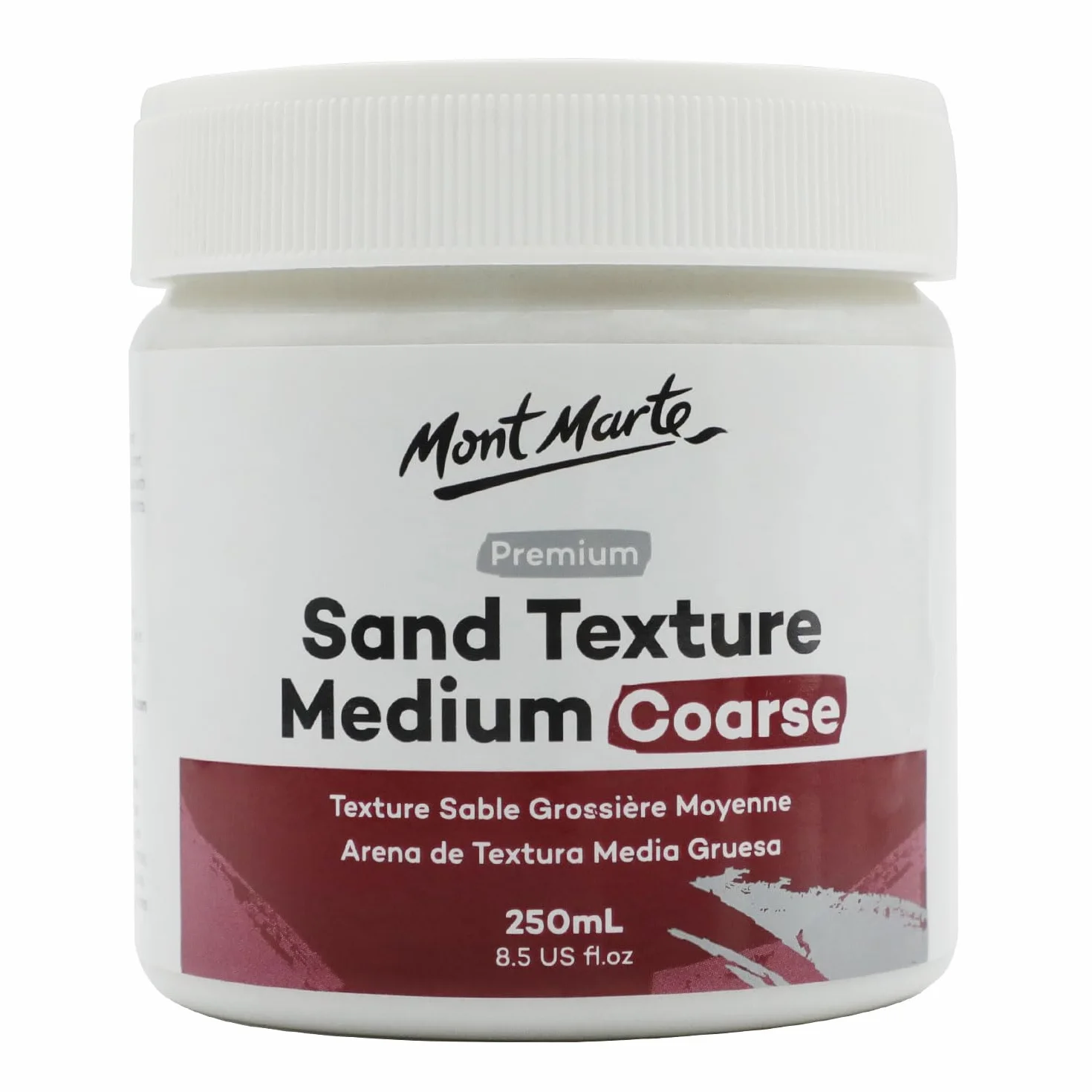 MONT MARTE Sand Texture Medium Grearse Premium 250 ml (8,5 US fl.oz), vernice per texture sabbia media per acrilici, crea effetti speciali in acrilici e dipinti ad olio