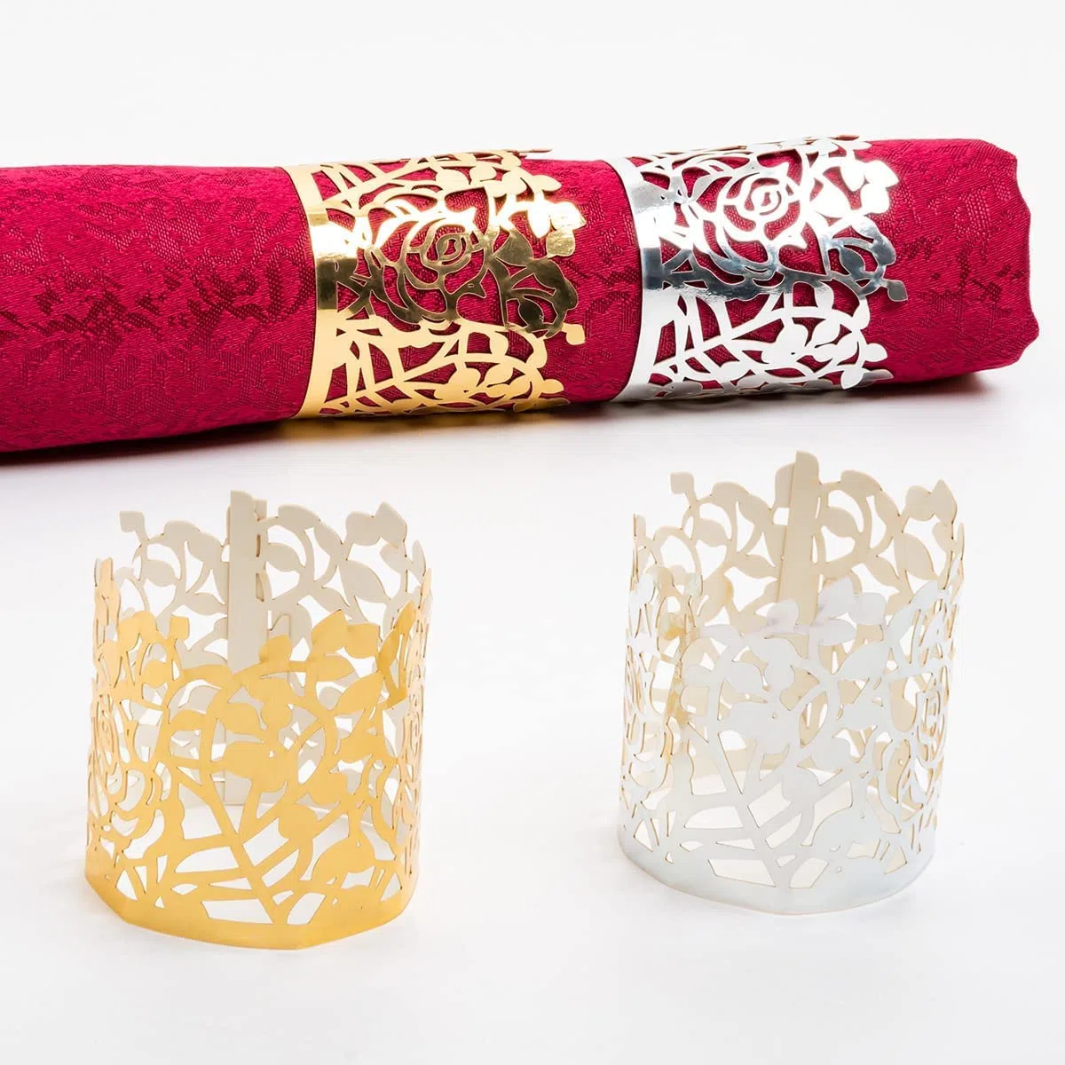 100 Pezzi Anello portatovaglioli, Anelli di Tovagliolo, Portatovaglioli da Tavola,Decorazione da Tavolo,per Cene,Banchetti,Festival,Celebrazioni (Oro)
