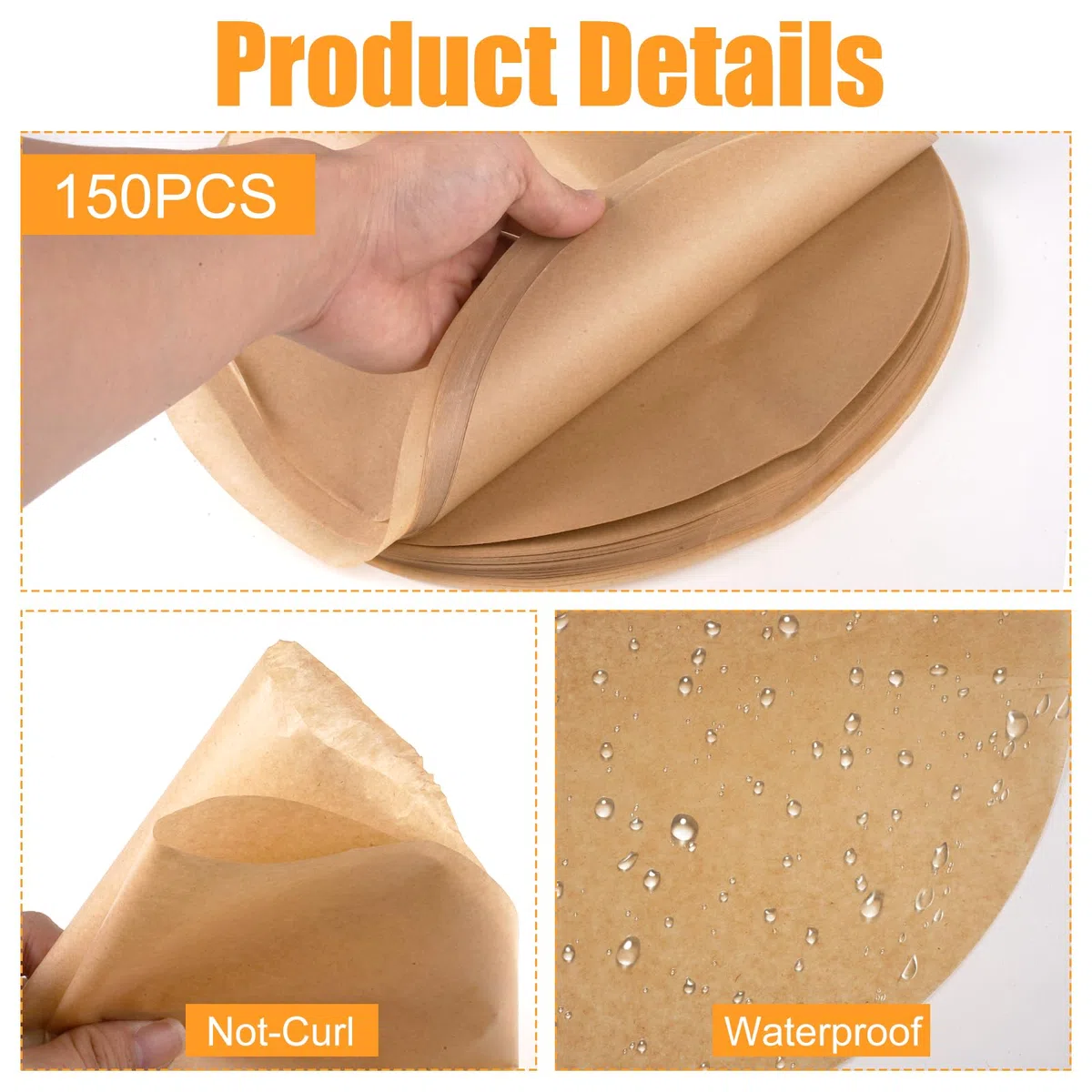 150 pezzi Carta Da Forno Per Friggitrice Ad Aria, 30cm Fodere Per Friggitrice Ad Aria, Fodera di Carta Forno Tonda Per Cottura Biscotti, Barbecue, Pane, Carne, Pizza, Friggitrice, Tostapane Forno