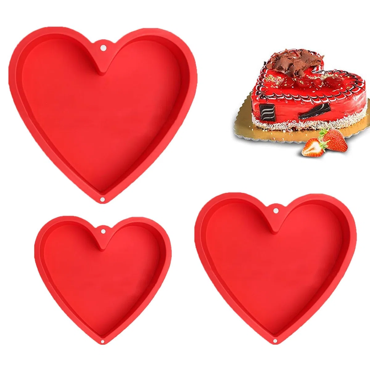 3 Pezzi Stampo in Silicone a Forma Di Cuore, Stampo Silicone Cuore, PUò Essere Utilizzato per La Cottura Quotidiana Dei Dolci