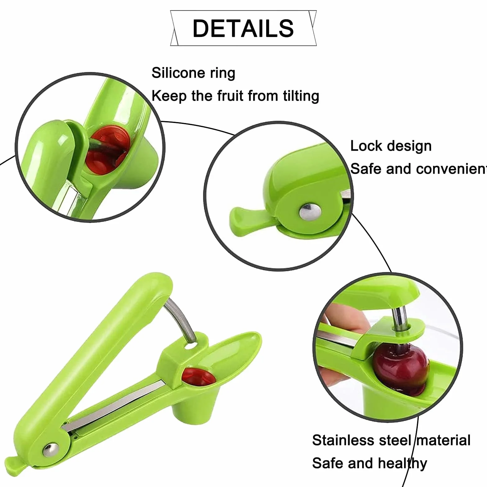 2 Pezzi Snocciolatore Ciliegie e Olive Snocciolatore Ciliegie Noccioli con Asta di Acciaio Inox e Coppetta in Silicone per Preparare Marmellata di Ciliegie (Verde,Nero)