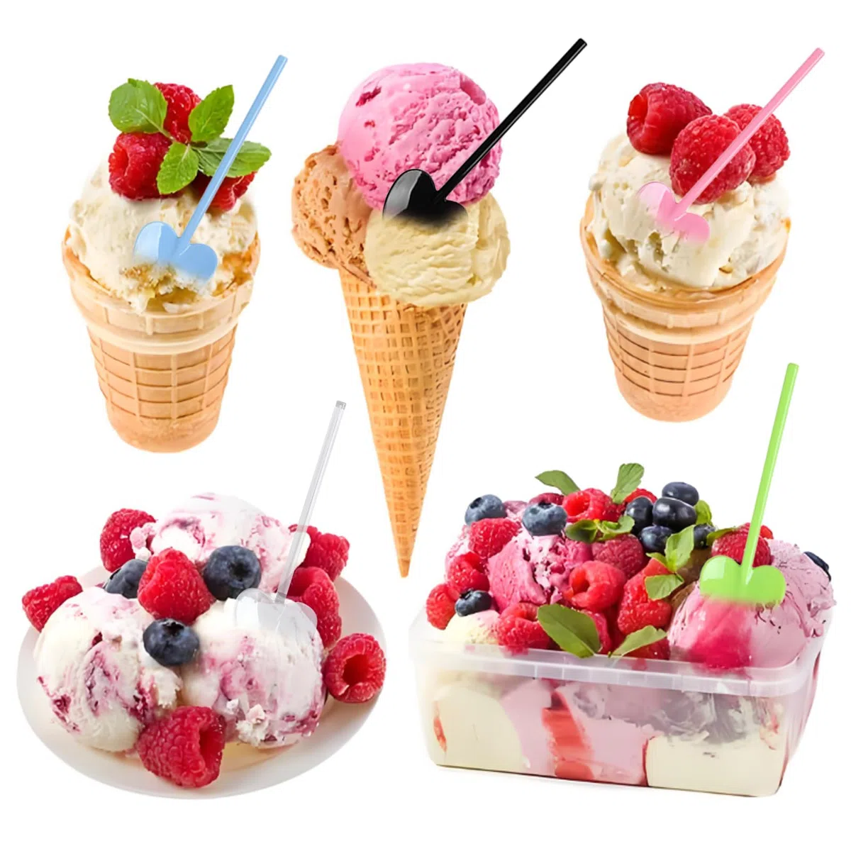 Mini Cucchiai da Dessert Riutilizzabili, 100 Pezzi Mini Cucchiai Riutilizzabili Paletta per Gelato Reusable Piccoli Cucchiai da Dessert per Barbecue, Picnic, Campeggio, Feste, 10,5 cm