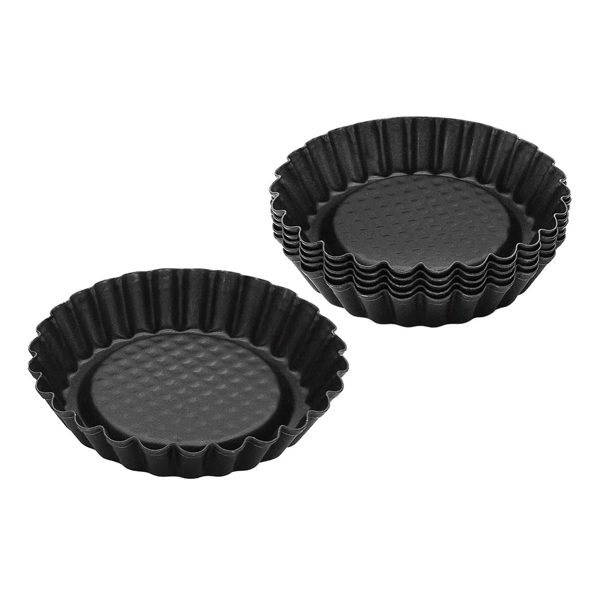 Zenker Set Stampo Mini Size per Crostatine Ø10,5cm, Carbon Steel rivestito in antiaderente Teflon Confezione da 6pz Temp Max 230°C Dimensioni Ø10,5x2 cm Linea Black Metallic