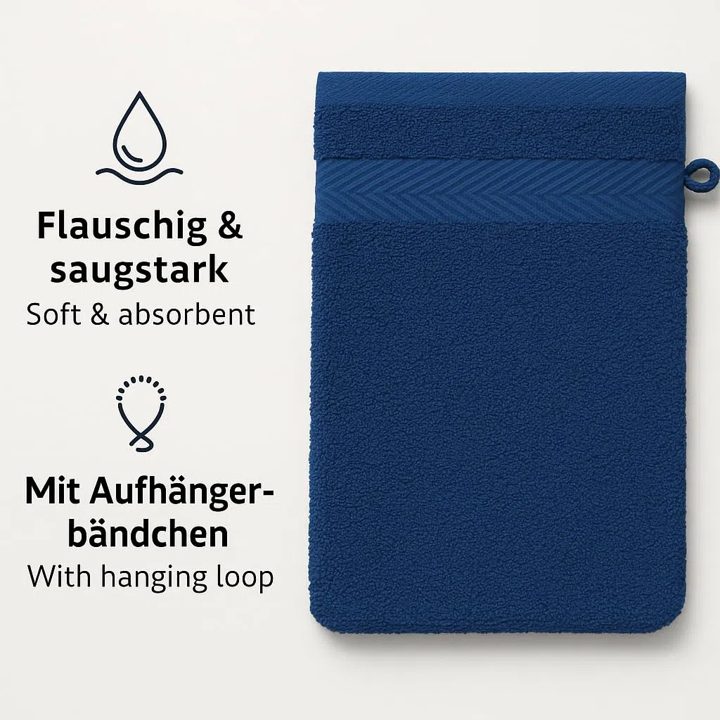 Betz 10 guanti da bagno manopola Palermo 100% cotone misure 16 x 21 cm colore blu