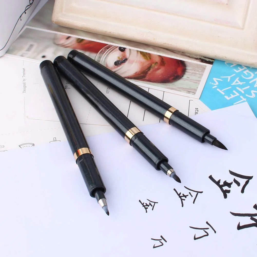 Penna per Calligrafia Morbida, Set da Disegno per Scrittura con Penna a Inchiostro Cinese Giapponese in 3 Dimensioni, Design Leggero per Esercitarsi Sempre e Ovunque