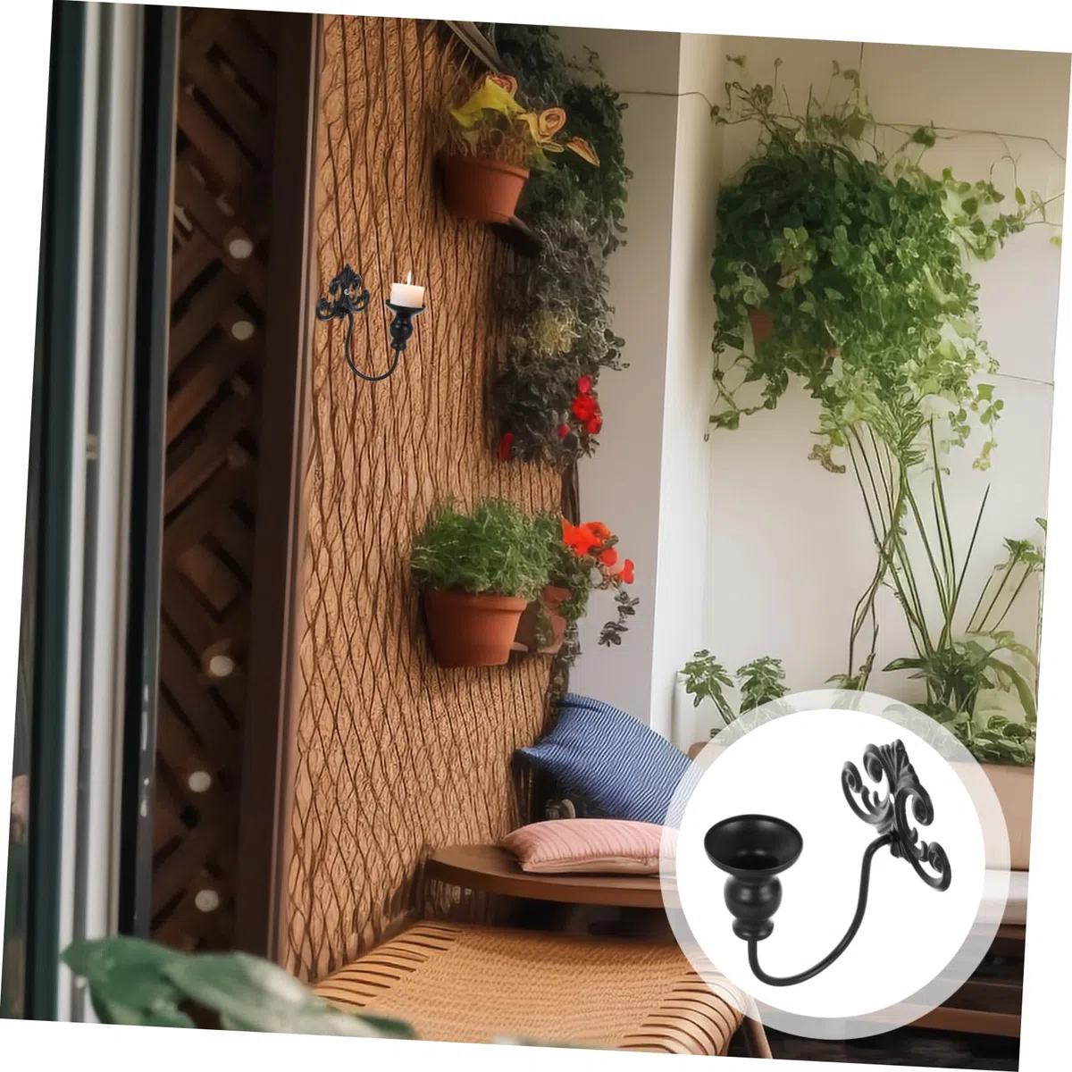 Didiseaon Applique da Muro in Ferro Nero Design Classico e Raffinato, Portacandele da Muro per Decorazioni Murali Soggiorno, Uso Multi-Room e Sicurezza Migliorata
