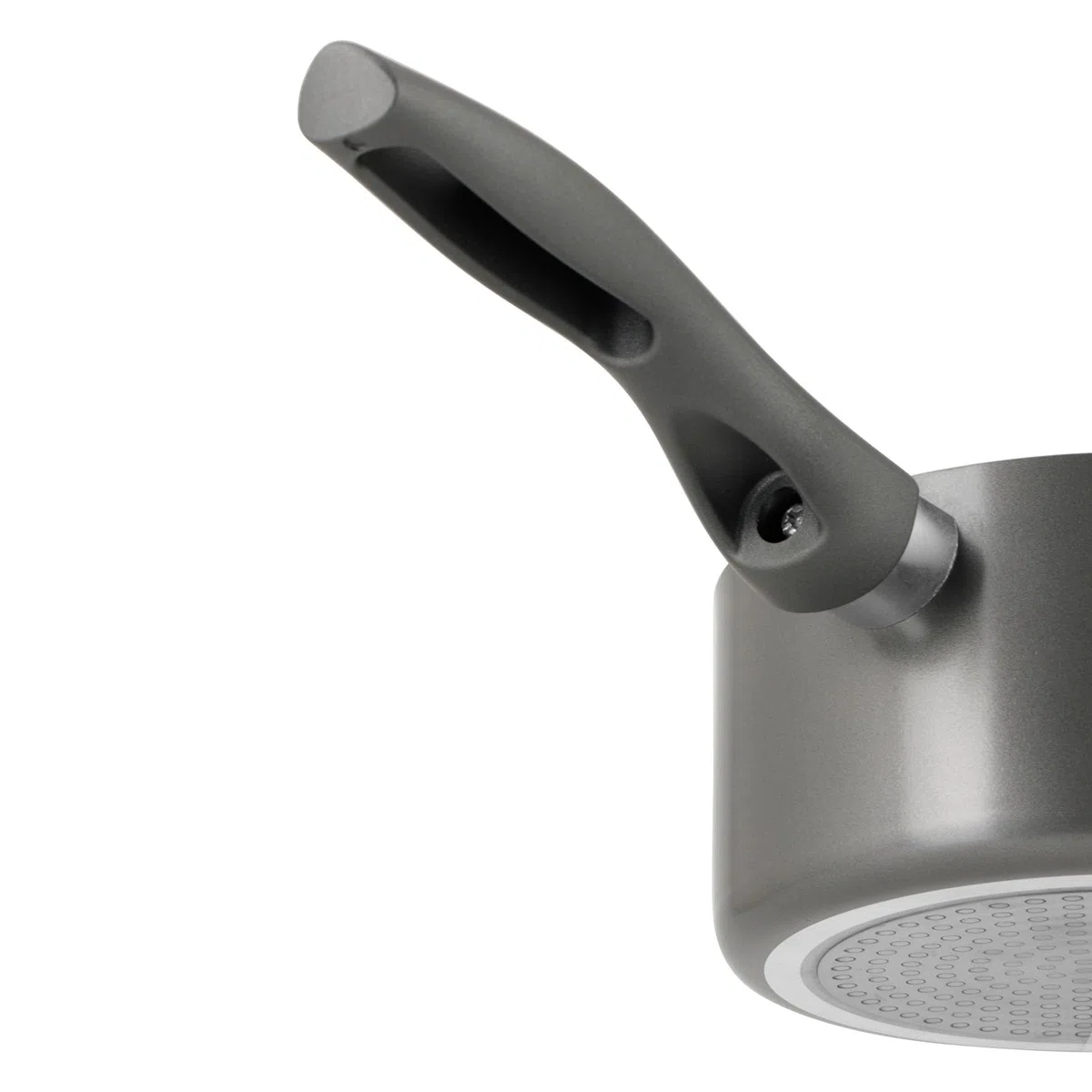 Crealys 539347 - Casseruola in alluminio AUTAN Ø 16 cm H 8 cm – Rivestimento antiaderente sano in ceramica effetto pietra – Colore grigio – Manico termoresistente in silicone – Tutti i piani cottura