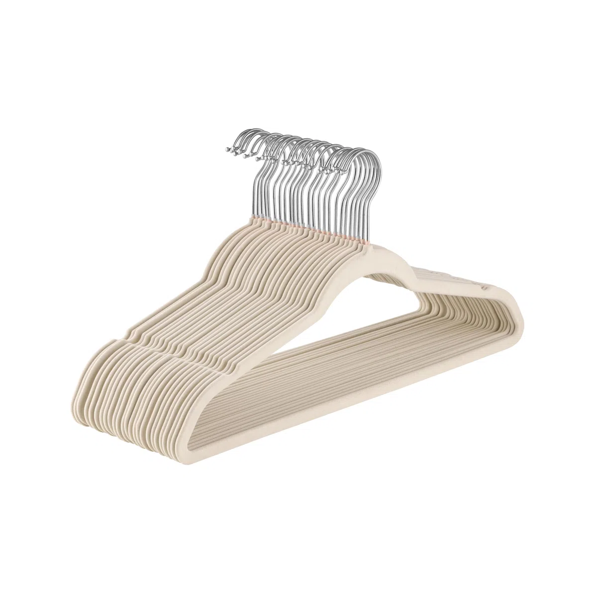 Baroni Home Grucce Velluto 20 pezzi, Grucce Appendiabiti 44,5 cm, Salvaspazio con Superfice Antiscivolo Design, Capacità di Carico Elevata, per Cappotti Camicie Vestiti, Panna