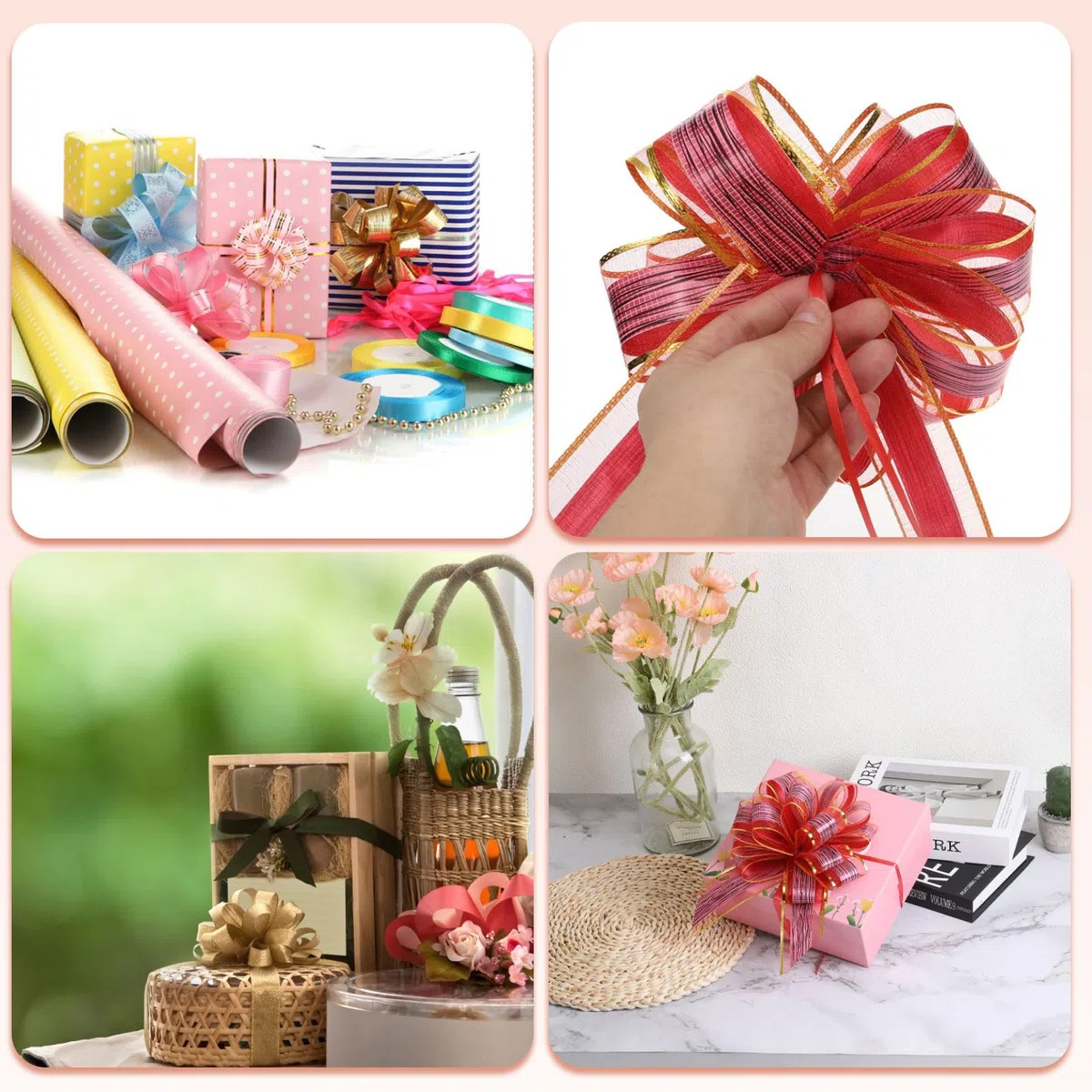 QUARKZMAN 5pz 15cm Fiocchi Regalo Tirante Grande in Organza Fiocco Confezioni Regalo Nastro per Cesti Auto Matrimonio Regali Fiocco di Natale, Azzurro