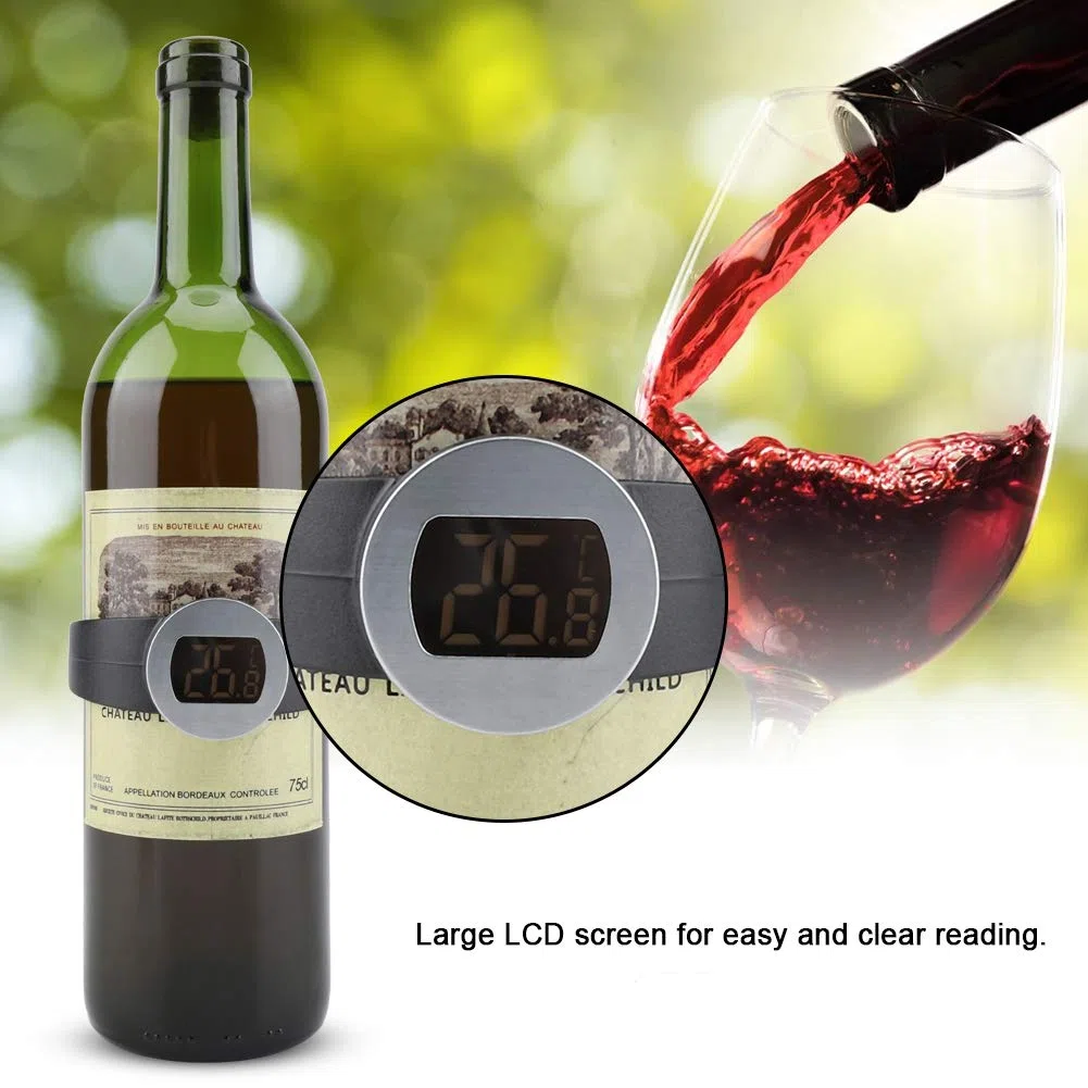 Termometro per bottiglia di vino, termometro per bottiglia di vino con bracciale a lettura istantanea con ampio display LCD