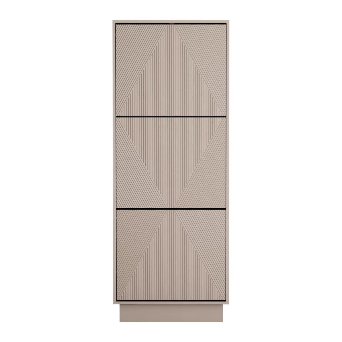 UEV Scarpiera da Ingresso con 3 Ante in Deisgn Intaglio, Mobile Scarpiera Bella e Funzionale con Ripiani Rimovibile e Regolabile, Scarpiere Salvaspazio Slim Stabili, 50 x 24 x 131cm, Beige Mocca