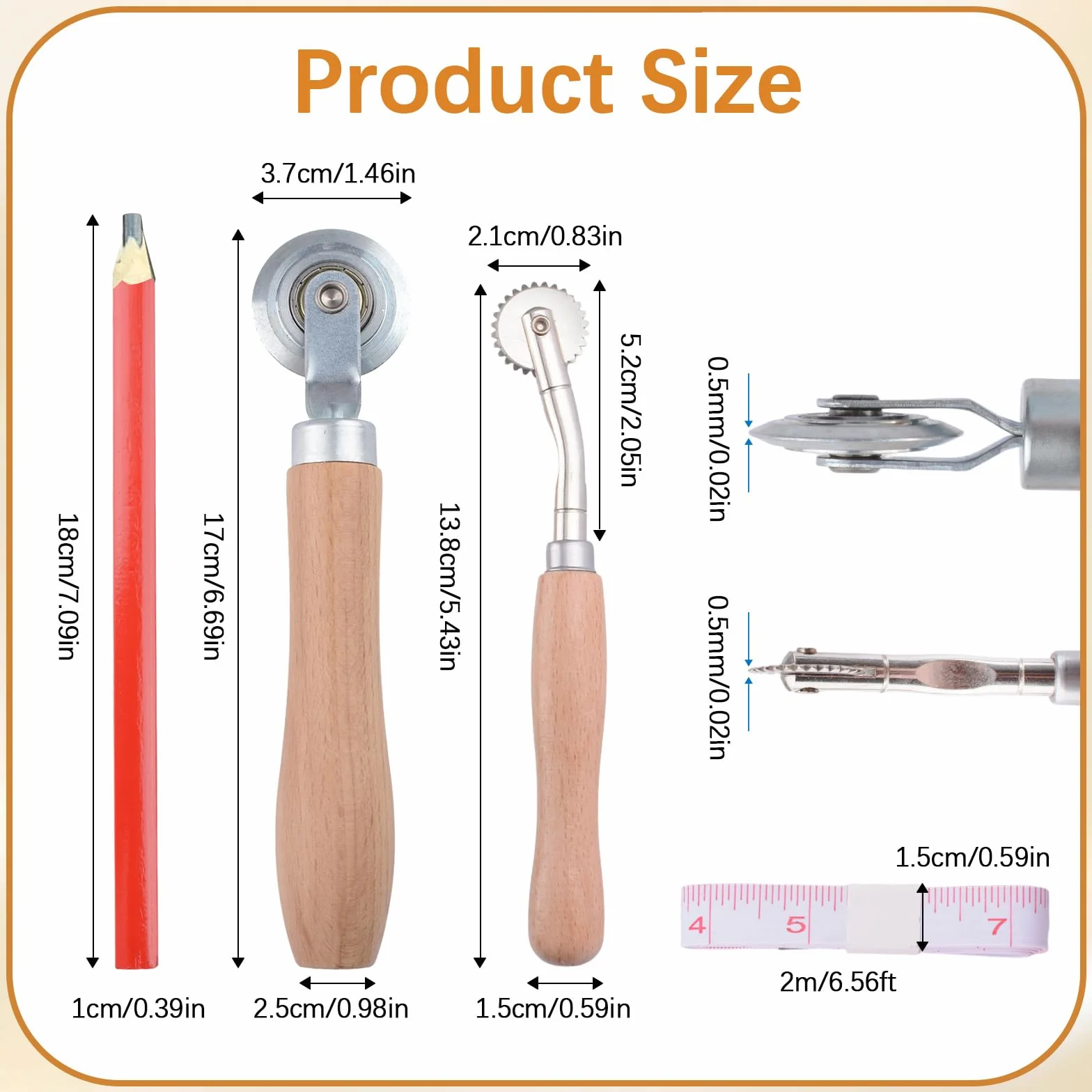 Kit di 2 strumenti per ridimensionare scatole, in cartone solido e tratteggiato, con manico in legno, per realizzare biglietti, carta, metallo, fogli e artigianato in pelle