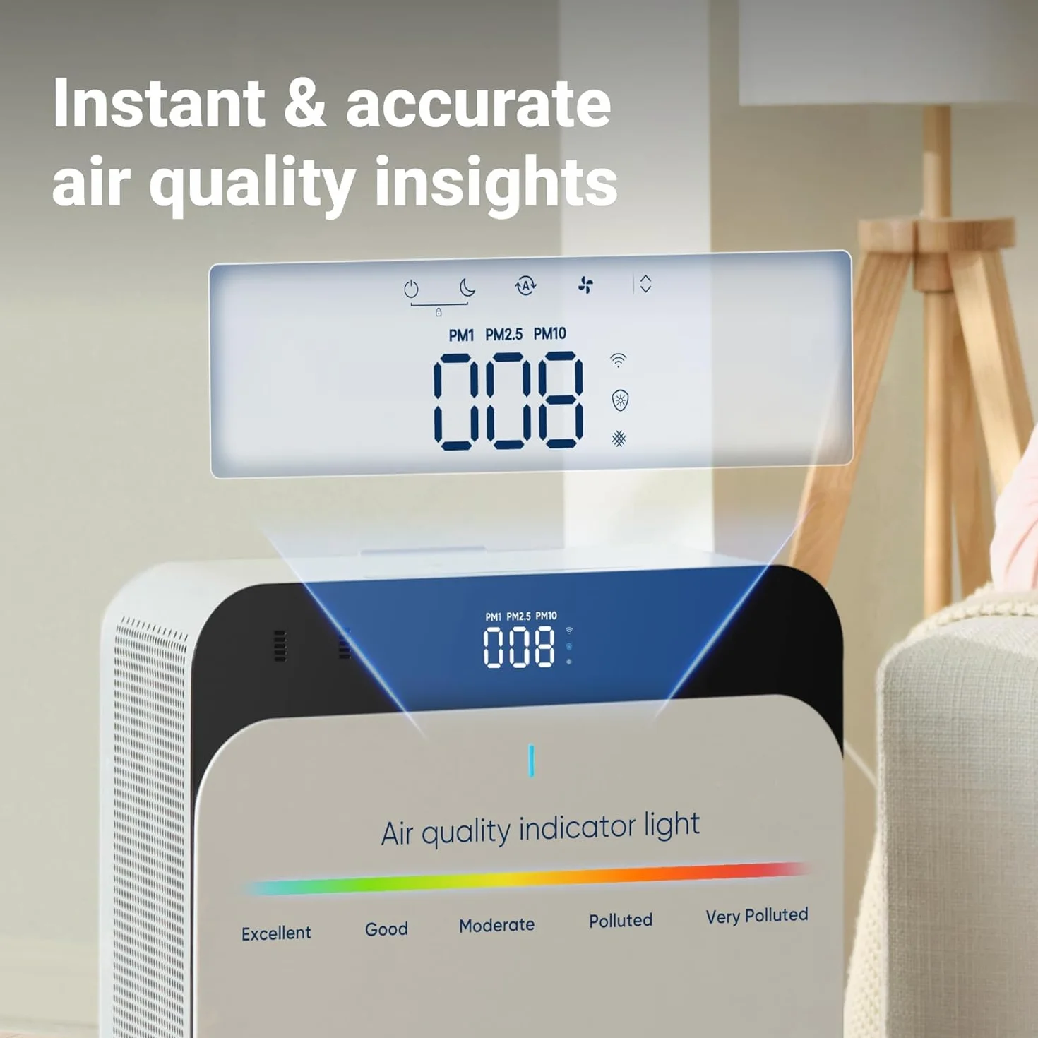 BLUEAIR Purificatore d'aria Premium per ambienti fino a 131 m², per allergeni di animali domestici, virus, batteri e grandi spazi, Classic Pro CP7i