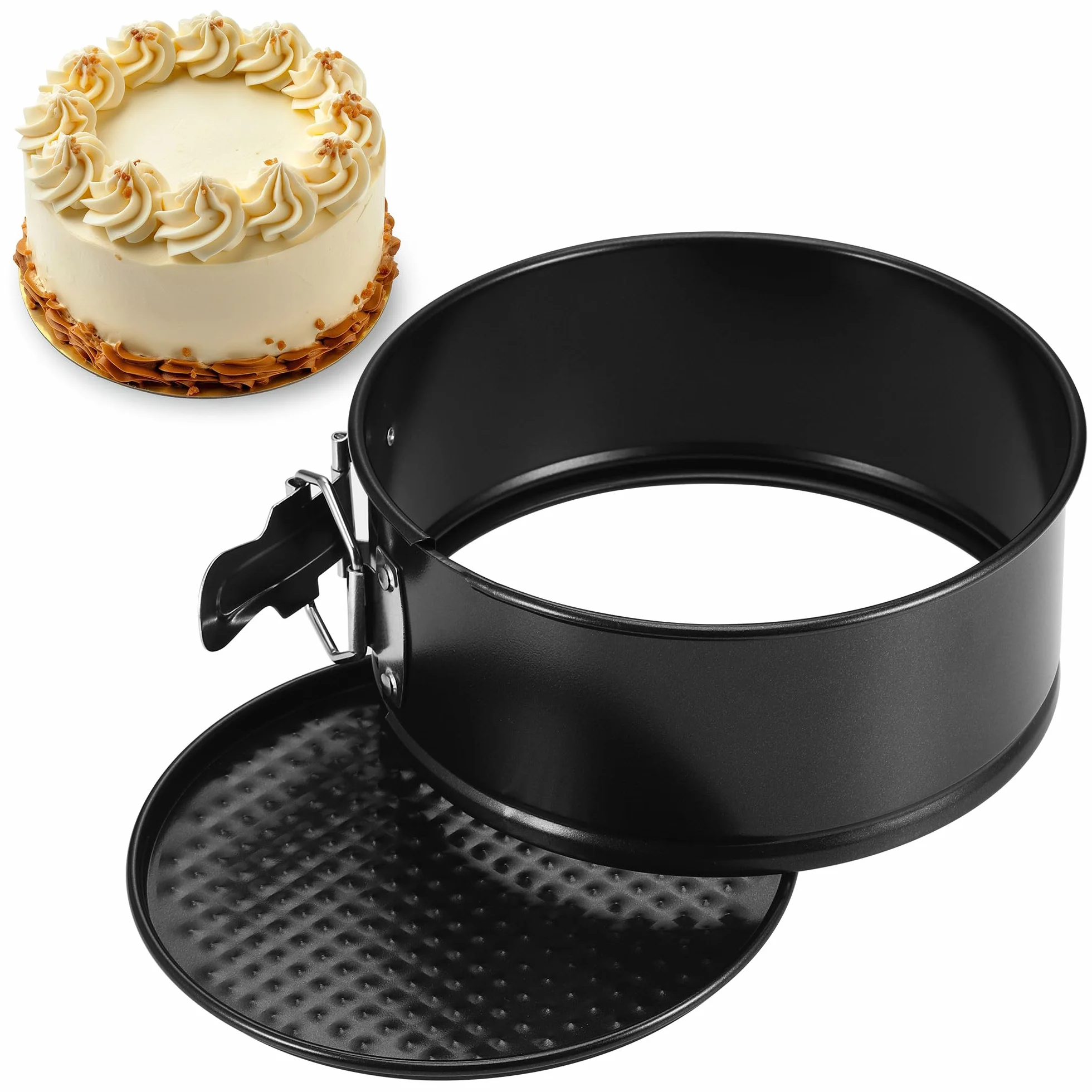 Zocipro Tortiera Apribile 16cm, Teglia Rotondo per Torte Antiaderente con Fondo Rimovibile, Mini Piccoli Stampi in Acciaio al Carbonio per Torte Cheesecake Pizze Quiche