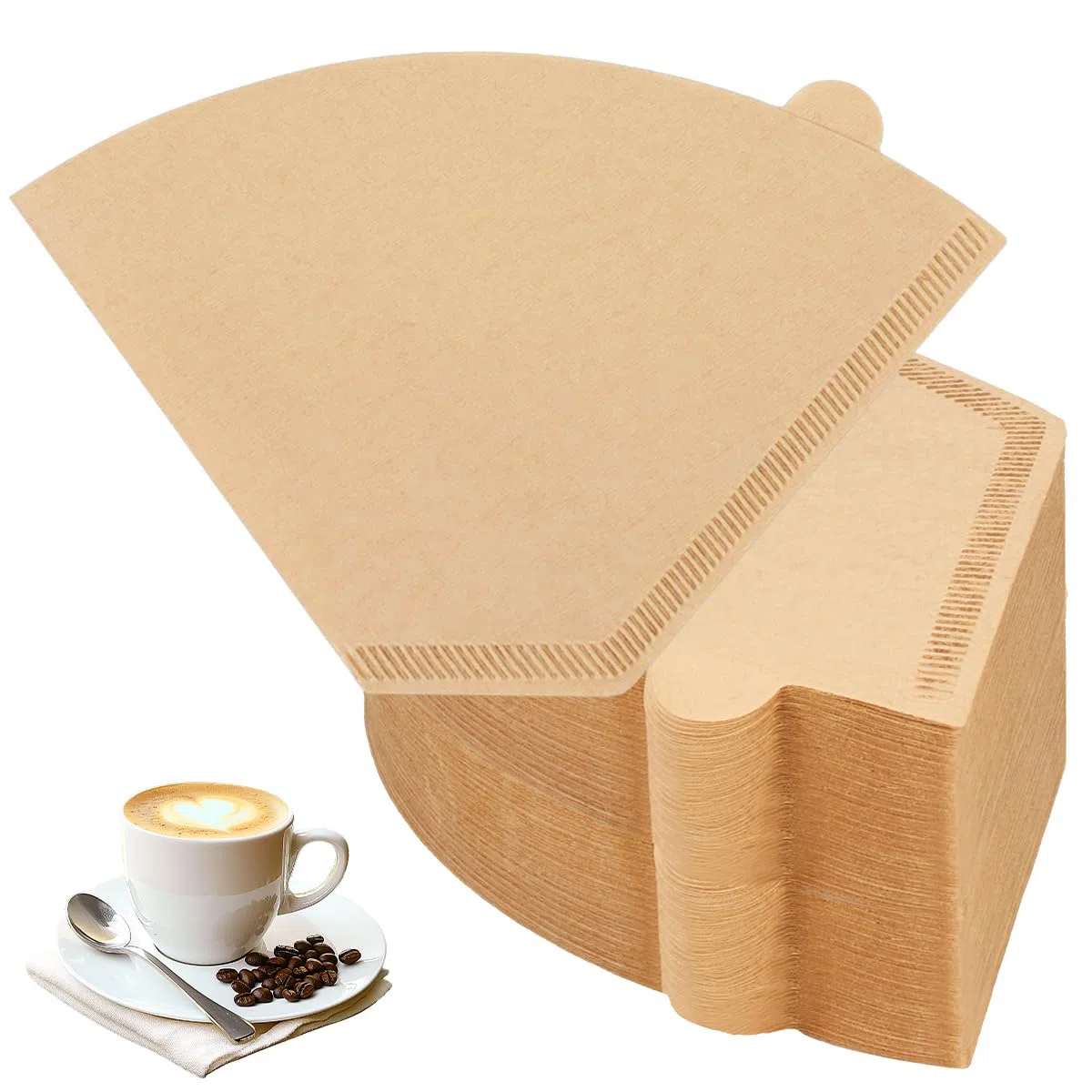 200 Pezzi 2-4 Tazze Filtro Caffe Americano 02 | U Forma, Naturale, Non Sbiancata per Filtri Manuali, Macchine da Caffè, Caffettiere