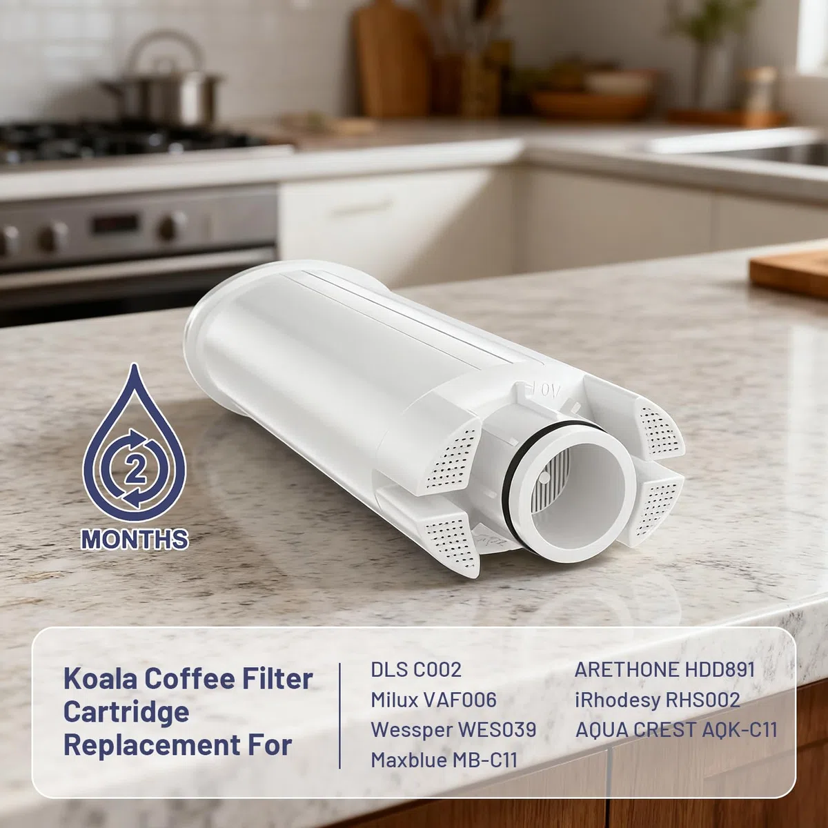 Koala Filtro per l'acqua, ricambio per macchine da caffè automatiche De'Longhi DLSC002 Filtro, filtro per caffè Compatibile con De'Longhi Magnifica S, Dinamica, ECAM ESAM ETAM EPAM Serie (4 pezzi)