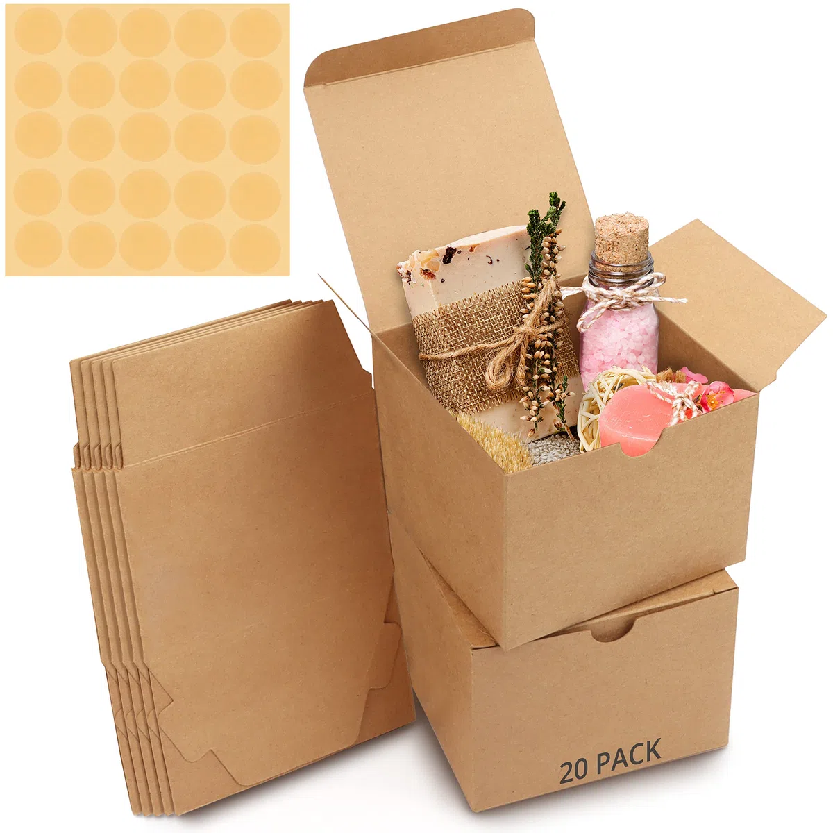BELLE VOUS Scatole Regalo In Cartone Marrone 12 cm x 12 cm x 9 cm, 20-Pezzi