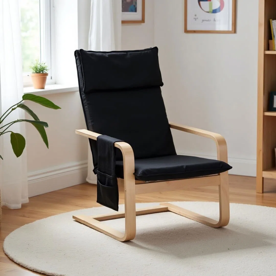 Gremium Poltrona Relax In Tessuto Con Schienale Ergonomico, Seduta Imbottita Sfoderabile, Cuscino Poggiatesta, Struttura in Legno Con Braccioli e Sacca Portaoggetti