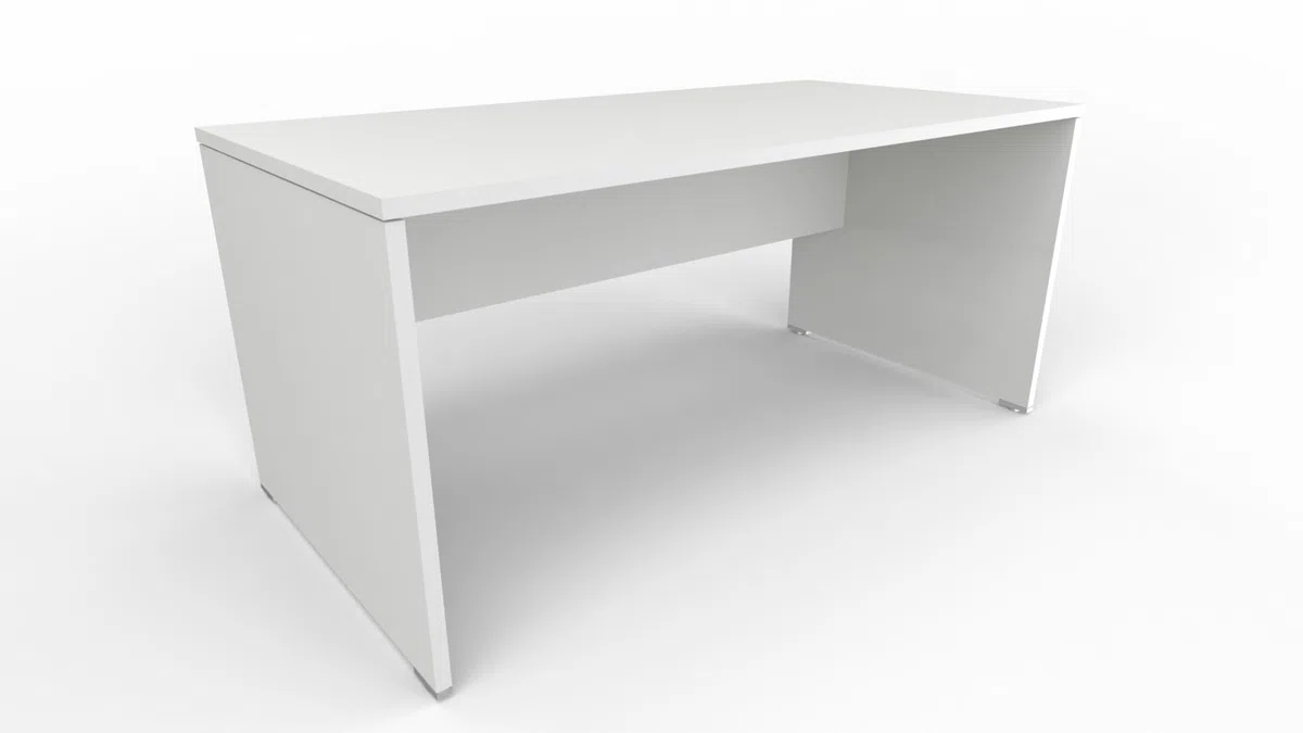 FBasic Scrivania Operativa in legno - Colore Bianco - 140x80x74