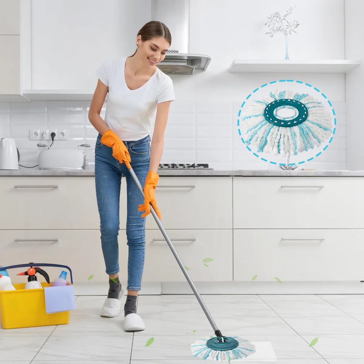 Sprifityy 4 pezzi per testine di ricambio Leifheit Clean Twist Disc Mop Micro Kit, testina di ricambio riutilizzabile per mocio,facile da sostituire,altamente assorbente,per tutti i tipi di pavimento