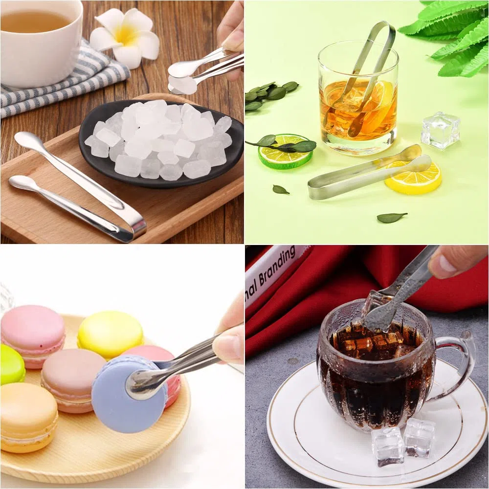 6 pezzi Pinza per Zucchero Piccola e 2 pezzi Paletta per Ghiaccio in Acciaio Inossidabile Pinza per Cubetti di Ghiaccio Pala Ghiaccio Cocktail per Cucina Bar Feste Caramella Alimentare