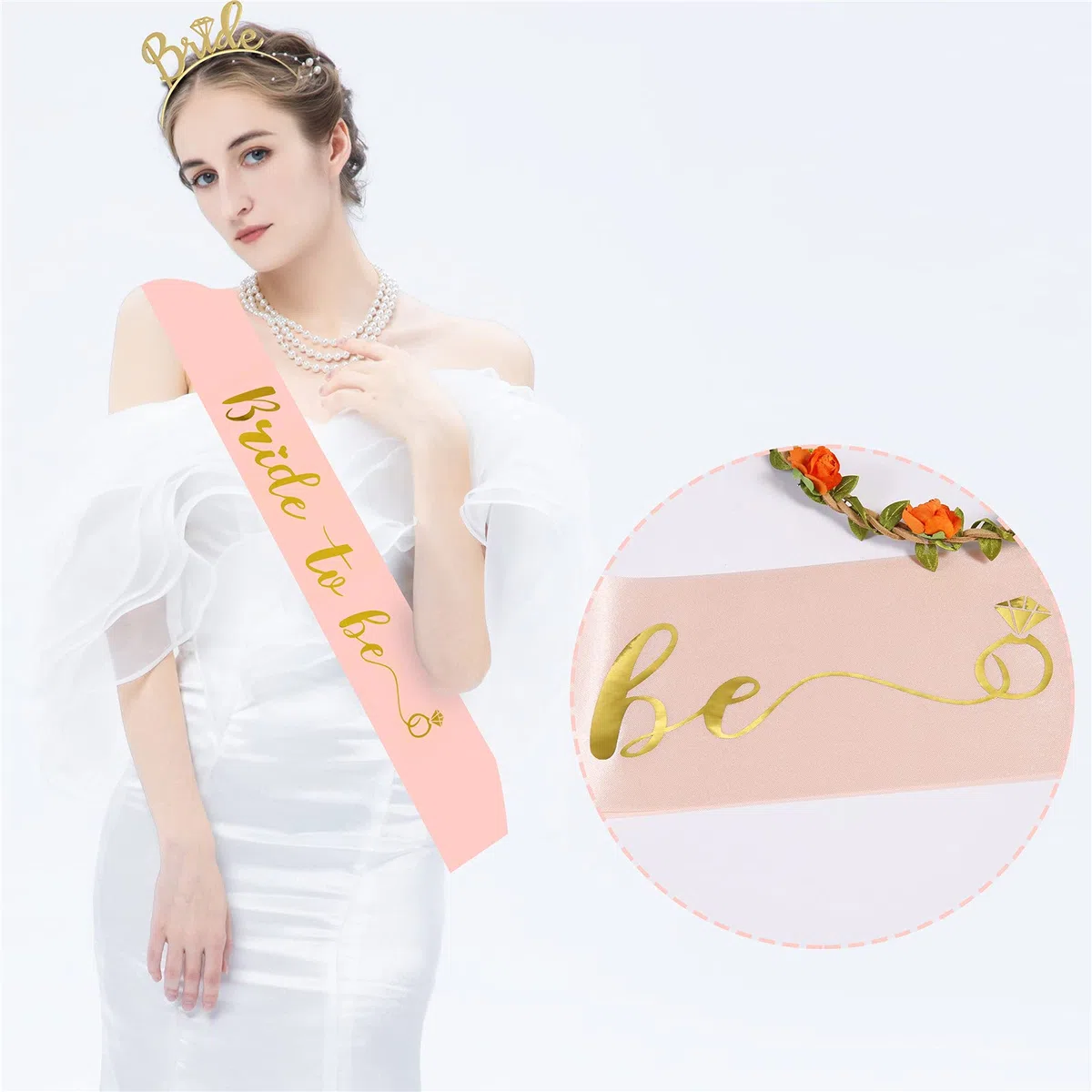 Annhao Coroncina Fiori Addio Nubilato, 20 Pezzi Coroncine Fiori per Capelli Decorazione Matrimonio Sposa Bride to be Satin Sash Cerchietti Gadget Addio Nubilato Accessori Sposa e Amiche
