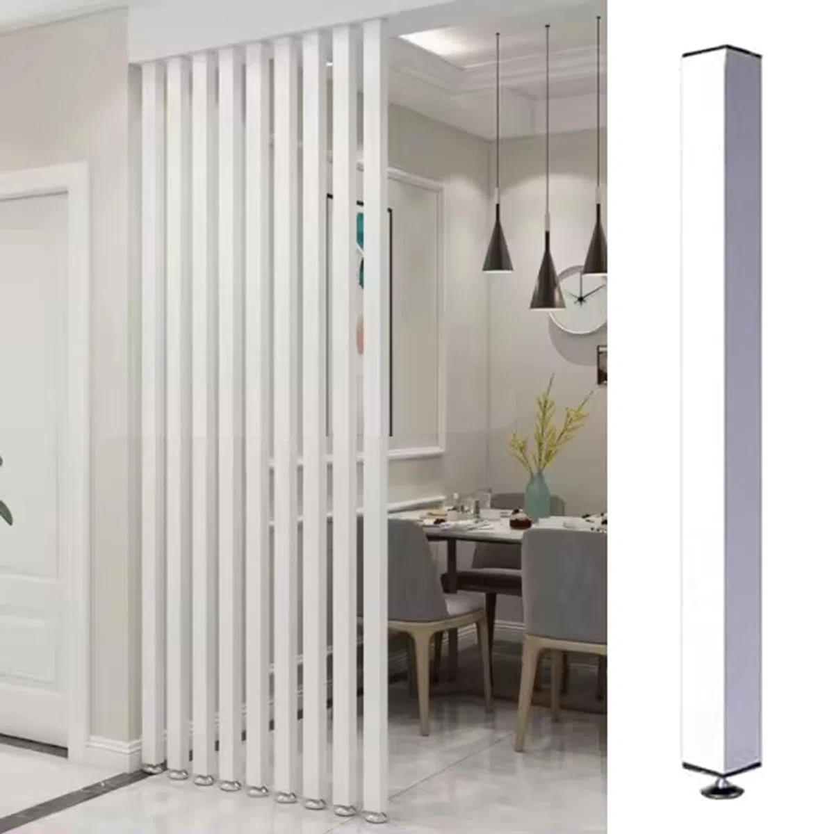 Divisorio per Ambienti Design Della Partizione Della Stanza Giapponese - 2/4/5/5/6/7/8/9/10 FT Alto, Dispisori Della Sala D'ufficio Doghe in Legno con Base di Altezza Regolabile, Non C'è Bisogno di Pe