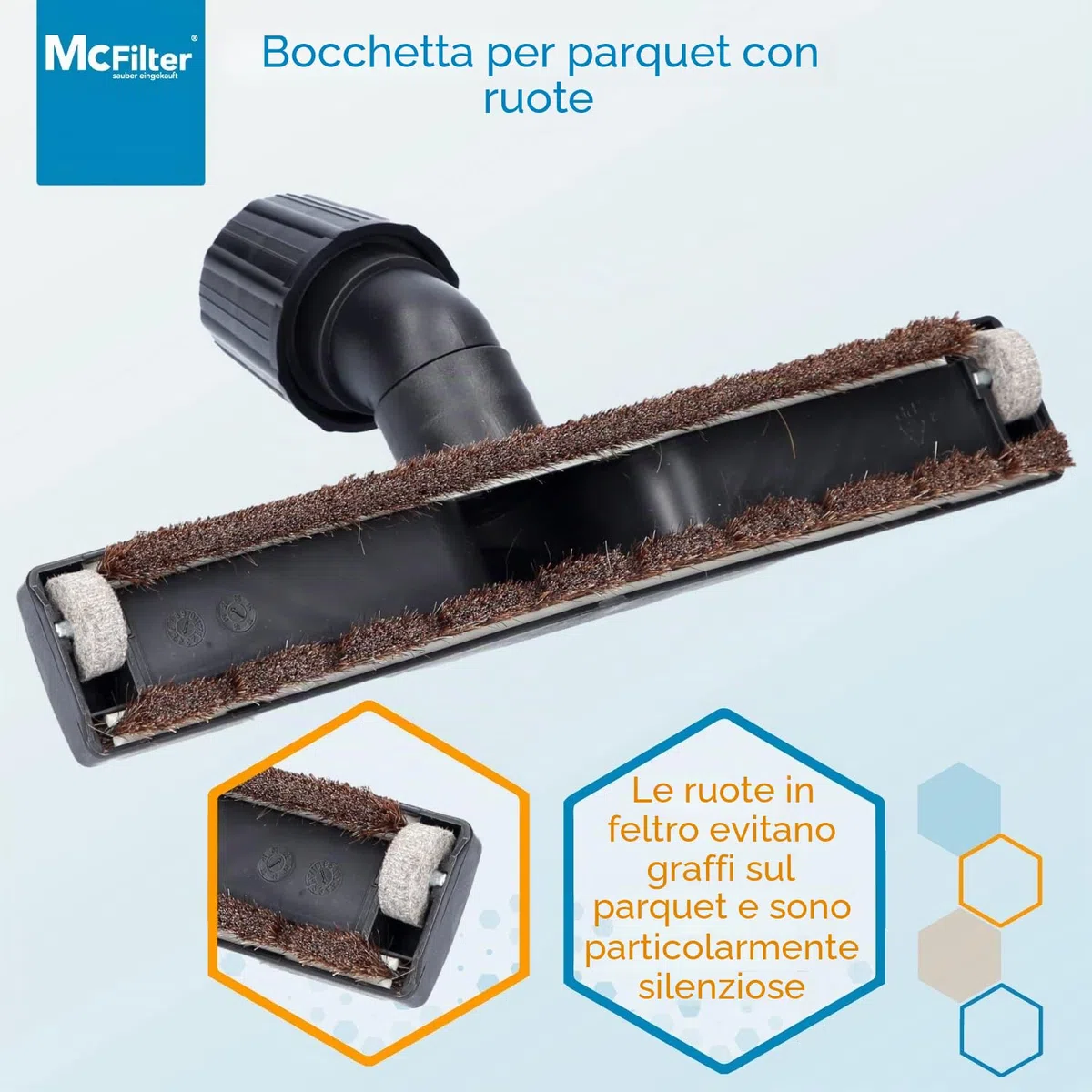 McFilter I Ugello universale per parquet 30 37 mm con attacco vario, larghezza: 300 mm, adatto per Miele, Bosch, Siemens, Kärcher, AEG, Bomann, Rowenta, Nilfisk, Privileg, bocchetta per pavimenti
