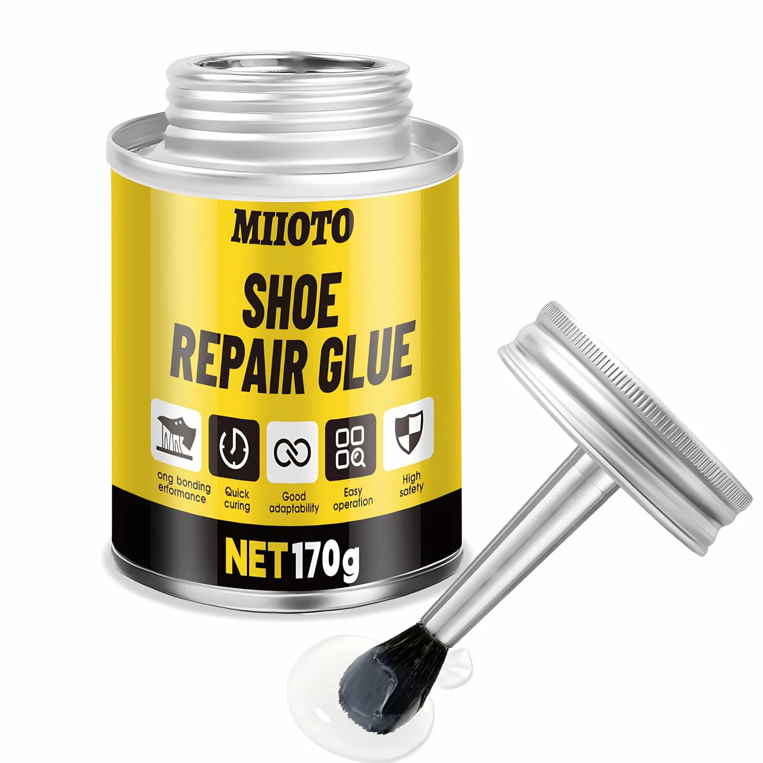 Miioto Colla Scarpe, Colla Scarpe Professionale, Colla Suola Scarpe, Adatto per Pelle, Gomma, Plastica, PVC, Impermeabile, 170g