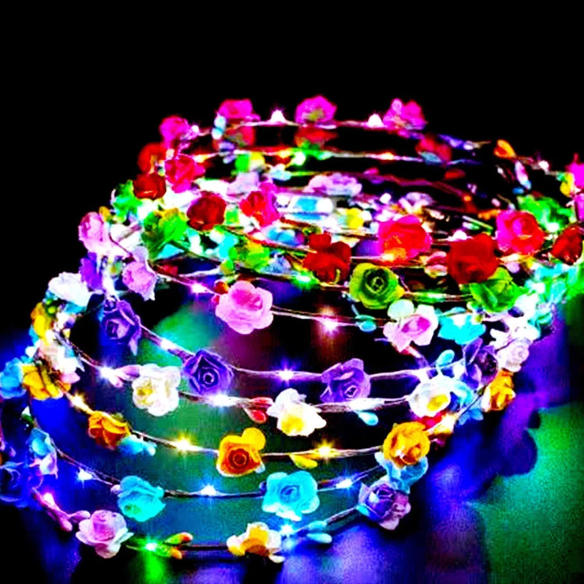 PTHTECHUS 12 Pezzi LED Fascia Fiori, per Bambina Ghirlanda, Coroncine Fiori per Donna Accessori per Capelli Festa di Nozze Compleanno e Vacanze Donna e Ragazza