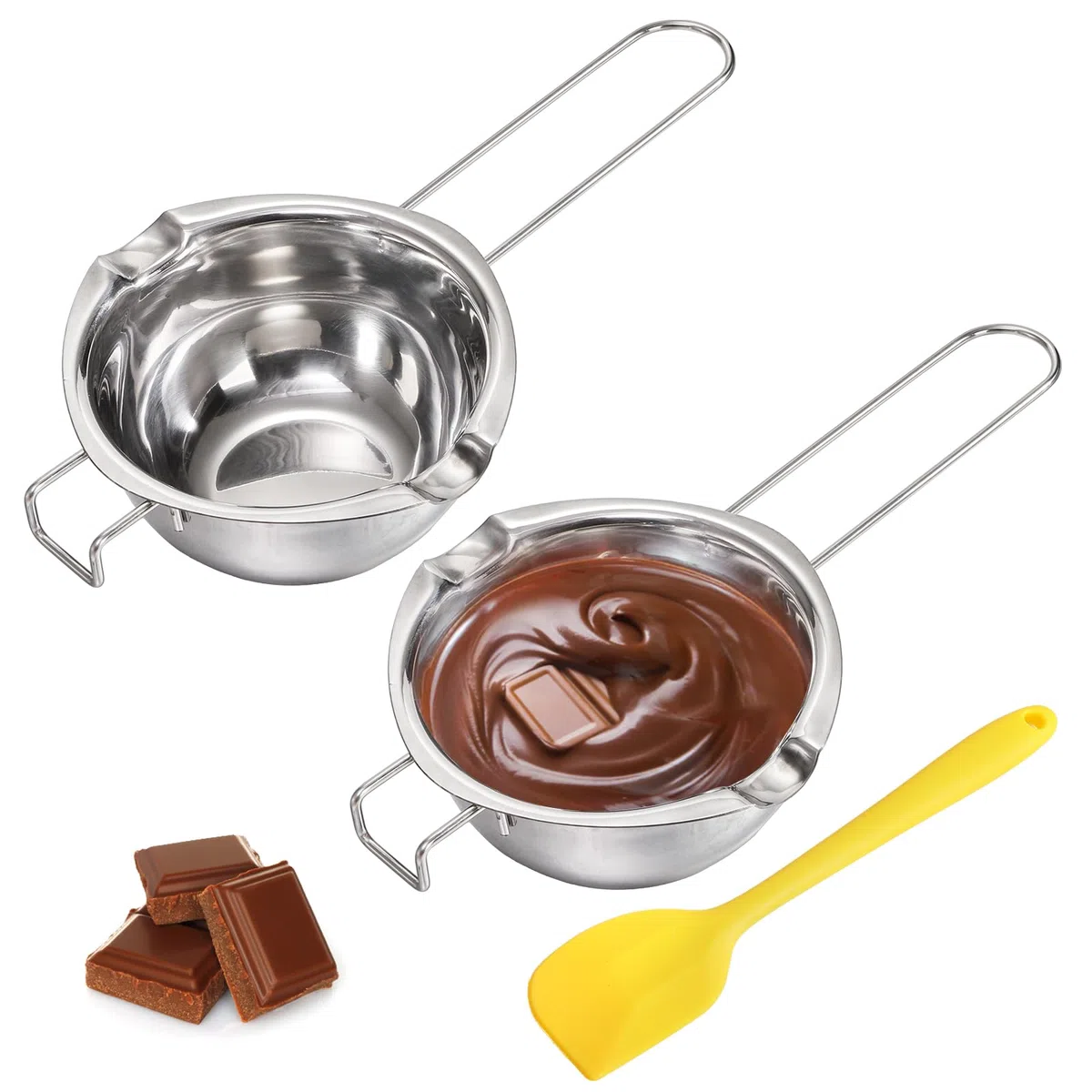 Lawei - Pentola in acciaio inox per cuocere al vapore, per far fondere cioccolato, caramelle, burro, formaggio e caramello (confezione da 2)