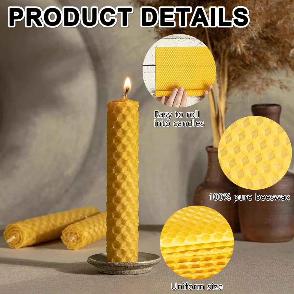 Cera d'api naturale 40 fogli 13x9cm fogli cera api pura colore giallo miele ideale per apicoltura creazione candele artigianali e fai da te