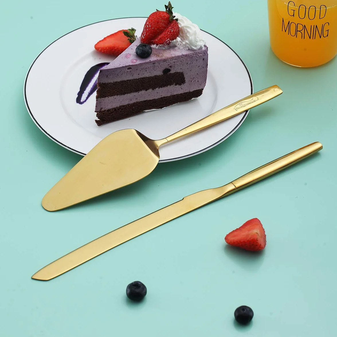 Berglander oro torta torta pasticceria server set coltello e server torta perfetto per matrimoni, compleanni, feste ed eventi