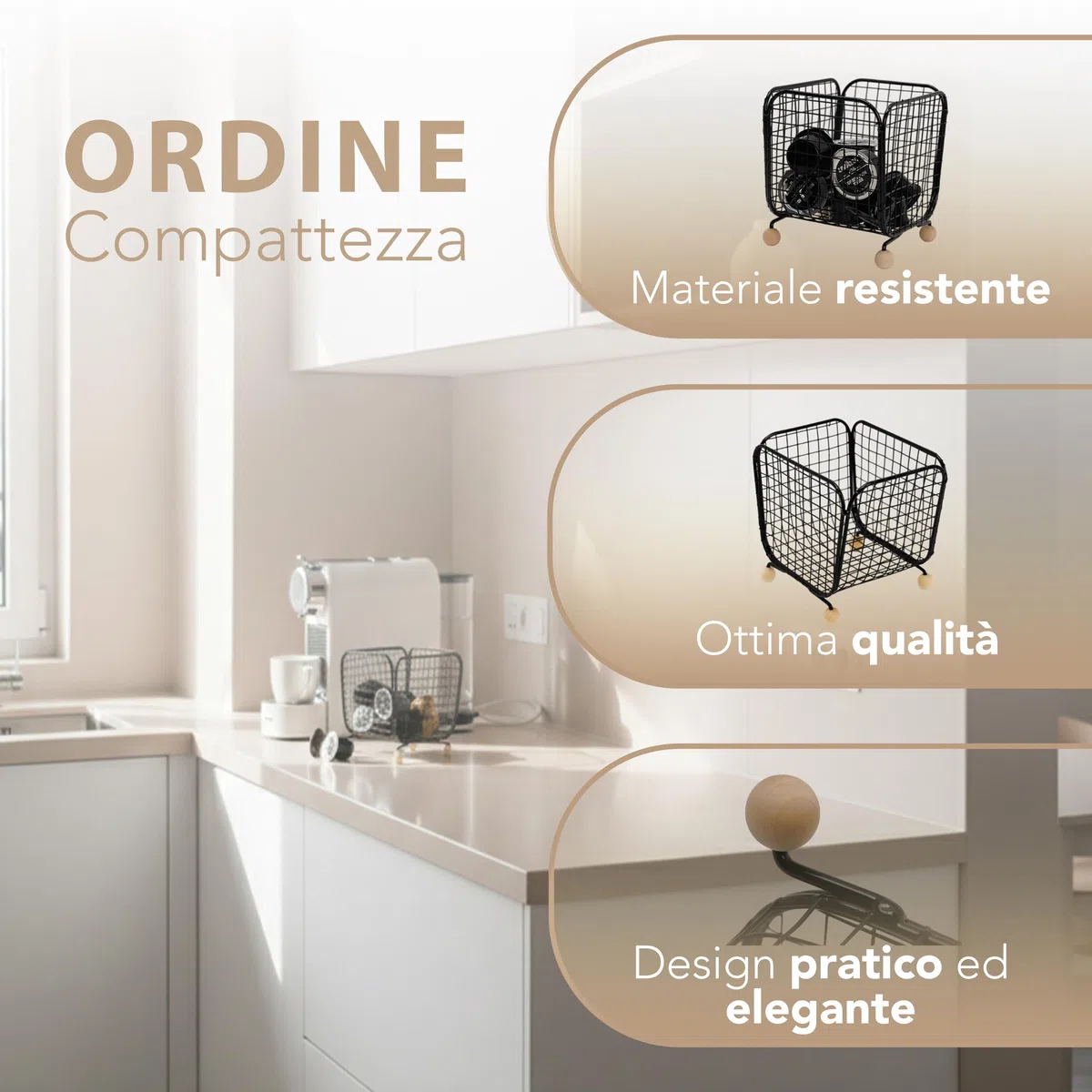Generico Porta Capsule Universale in Acciaio - 40 Capsule per Caffè Compatibile Con Vari Sistemi