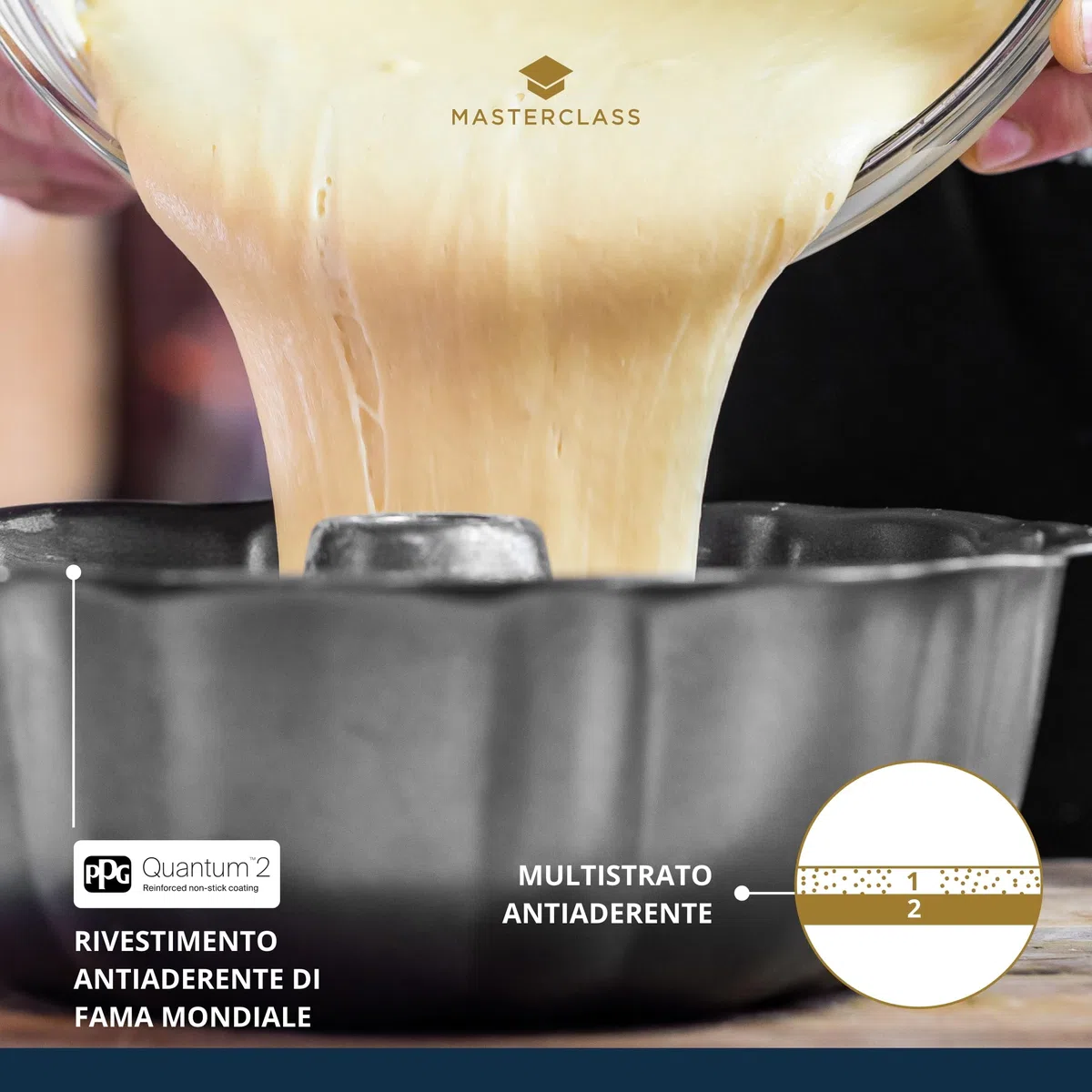 MasterClass Tortiera Scanalata 27 cm per Ciambella Antiaderente, Stampo Ciambellone