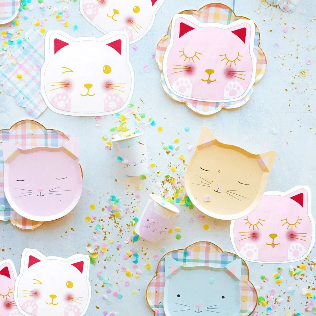 100 tovaglioli a forma di gatto, 25 x 29 cm, tovaglioli di carta con stampa a zampa bianca e rosa, decorazioni di compleanno per bambini, animali domestici, feste di compleanno