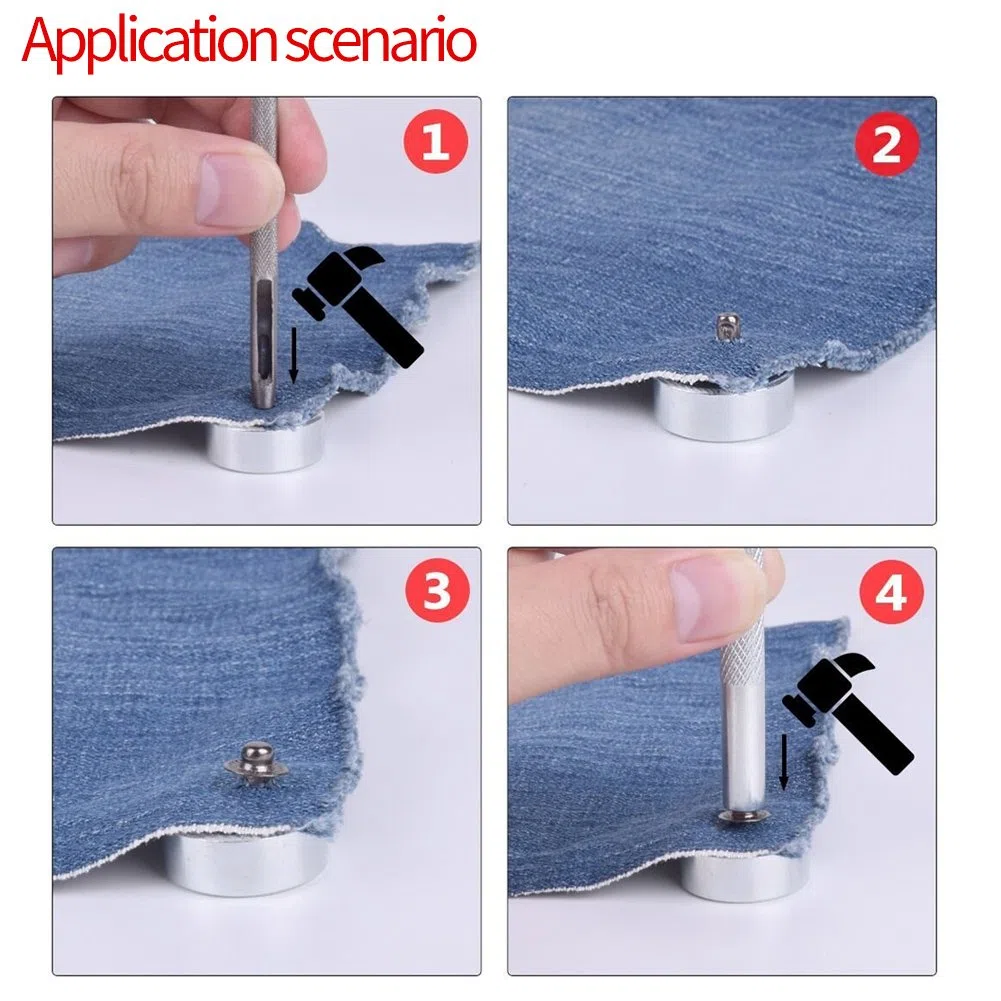 Walfront 11 pz/Set DIY Leathercraft Die Punch Kit Rivet Setter Tool, con Fondo per Punch Hole And Install Rivet Button