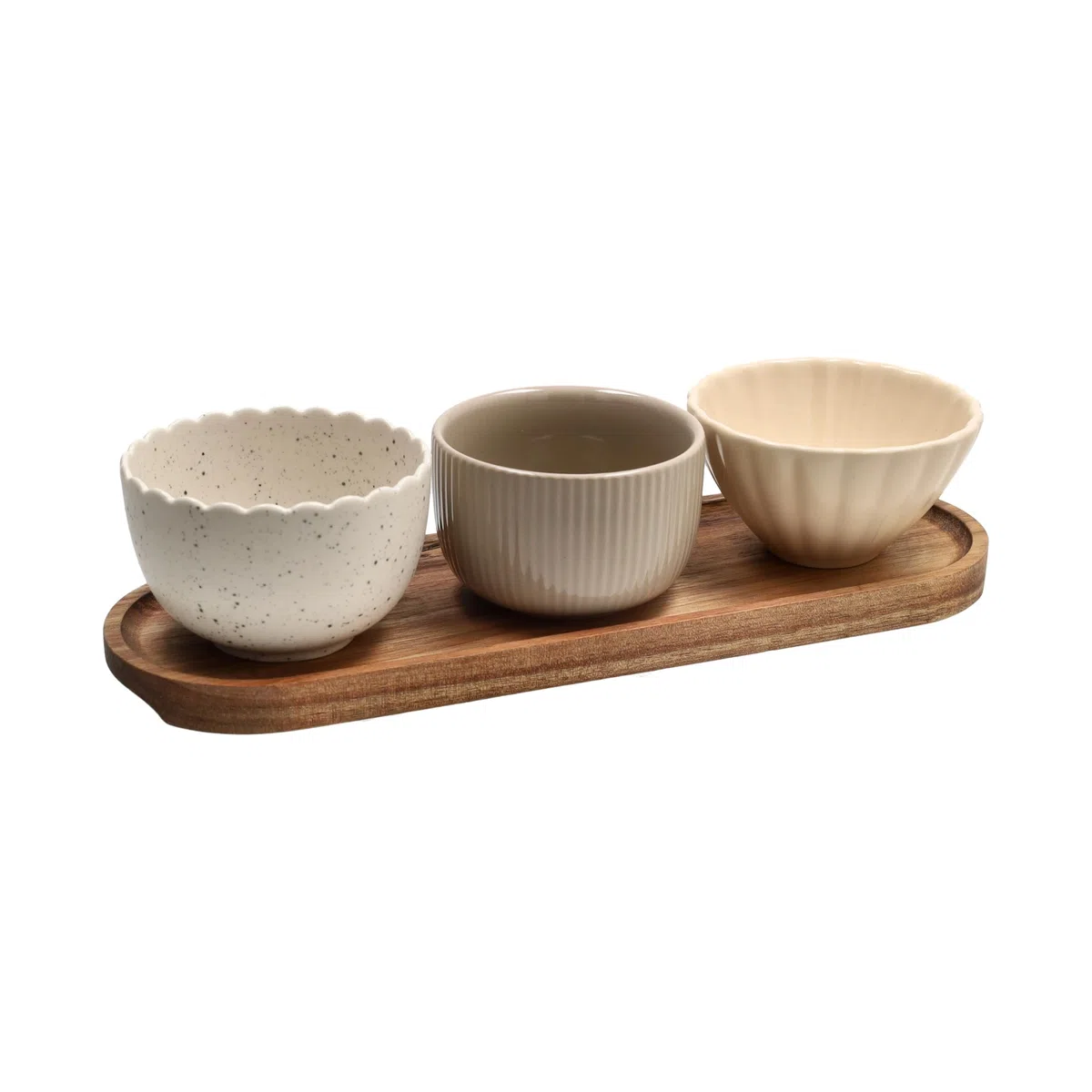 Tognana, Set 3 Ciotole + Vassoio ovale 28,5 x 9 cm Plume, Stoneware, Multicolor