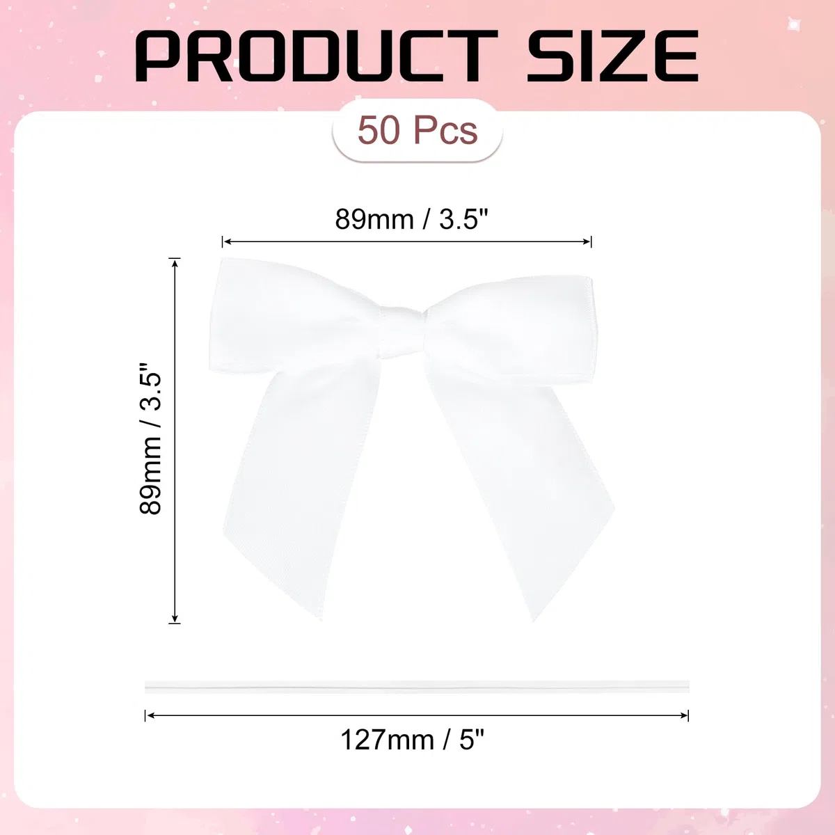 PATIKIL 50Pz Fiocchi Decorativi con Lacci Spirale 3.5" Fiocchetti per Bomboniere Mini Nastro di Raso per Fai Da Te Decorazioni Regali Bottiglie Champagne Matrimoni Natale, Bianco
