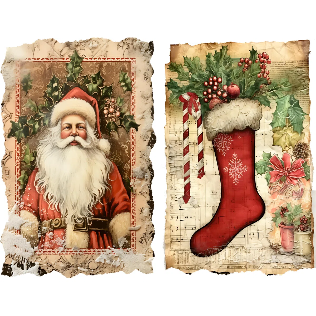 Carta di Riso Vintage per Natale, 20 x 26,5 cm (6 Fogli) – 6 Fogli per Decoupage per Collage, Media Mista, Creazione di Biglietti e Artigianato, Decoupage di Craft Kreatively